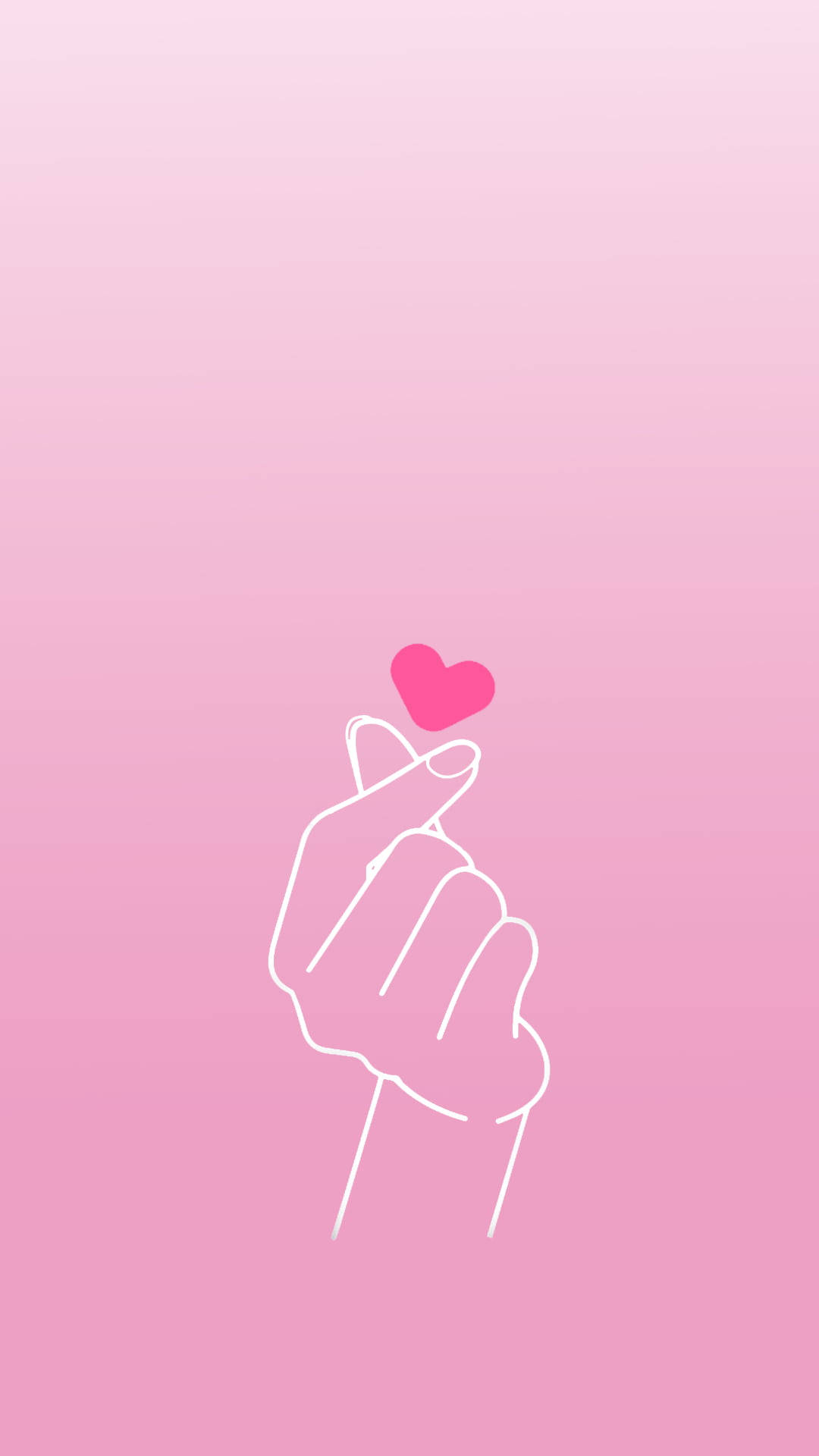 Pienk Saranghae Vingerhart Muurpapier