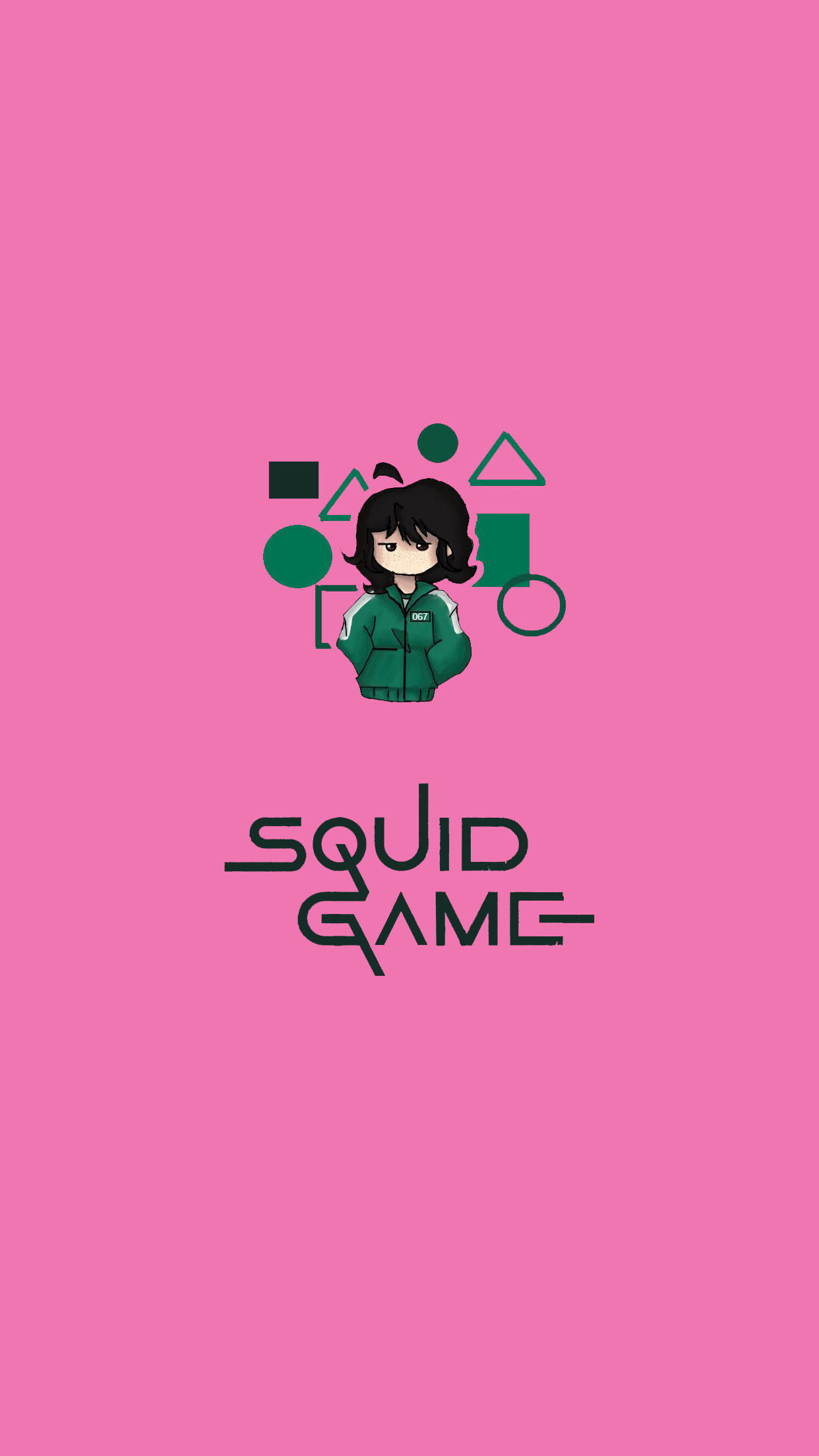 Pienk Tekenprent 067 Squid Game Muurpapier