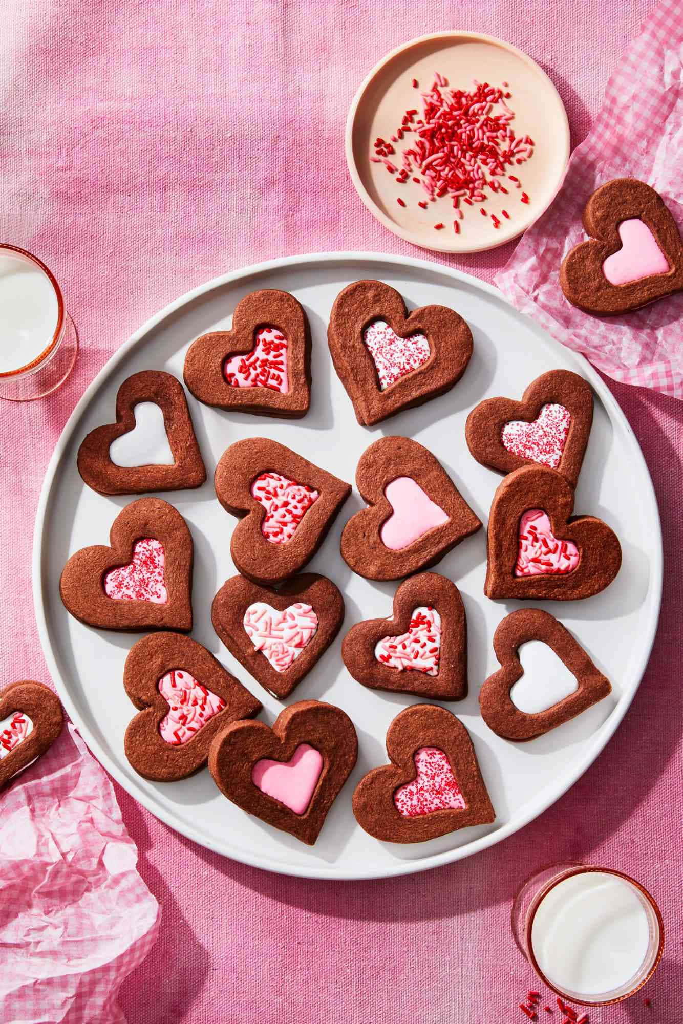 Pienk Valentynsdag Hartkoekies Prente Muurpapier