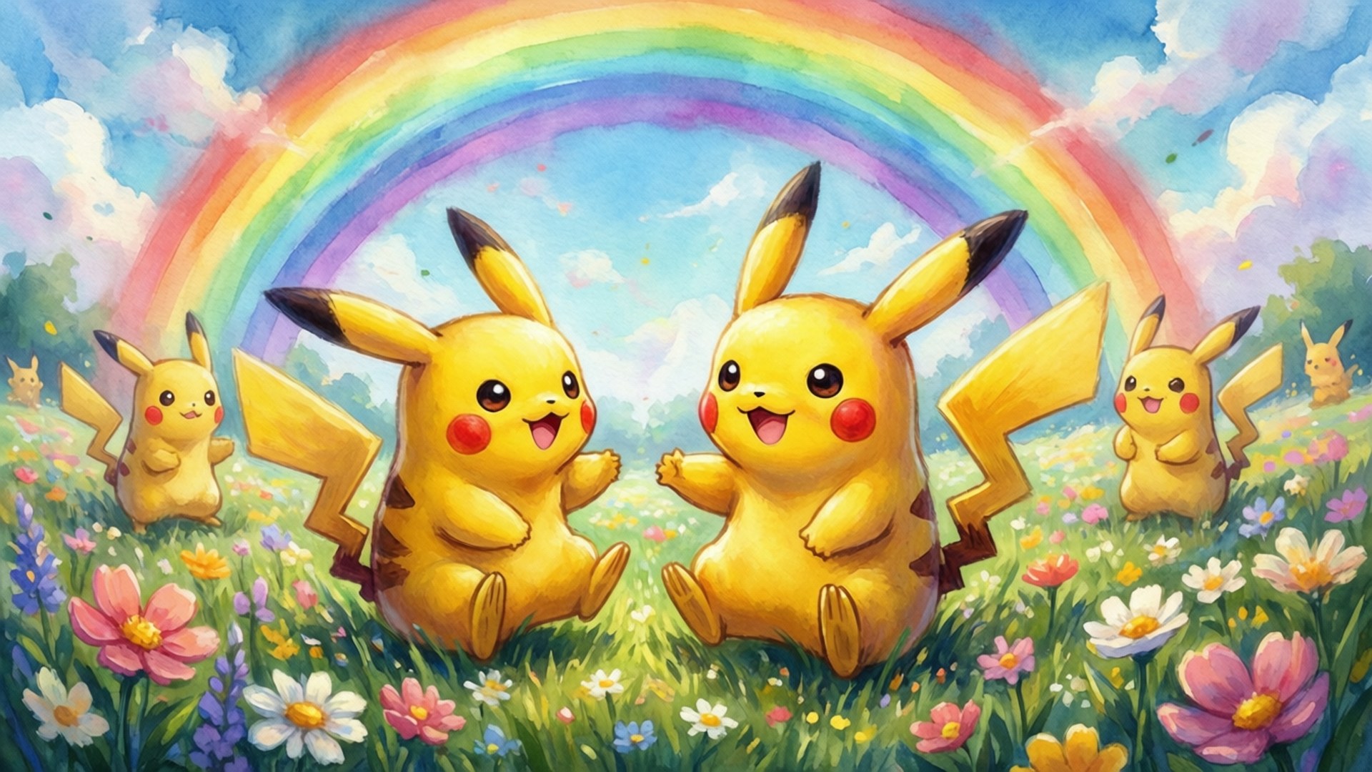 Pikachu Blomveld Muurpapier
