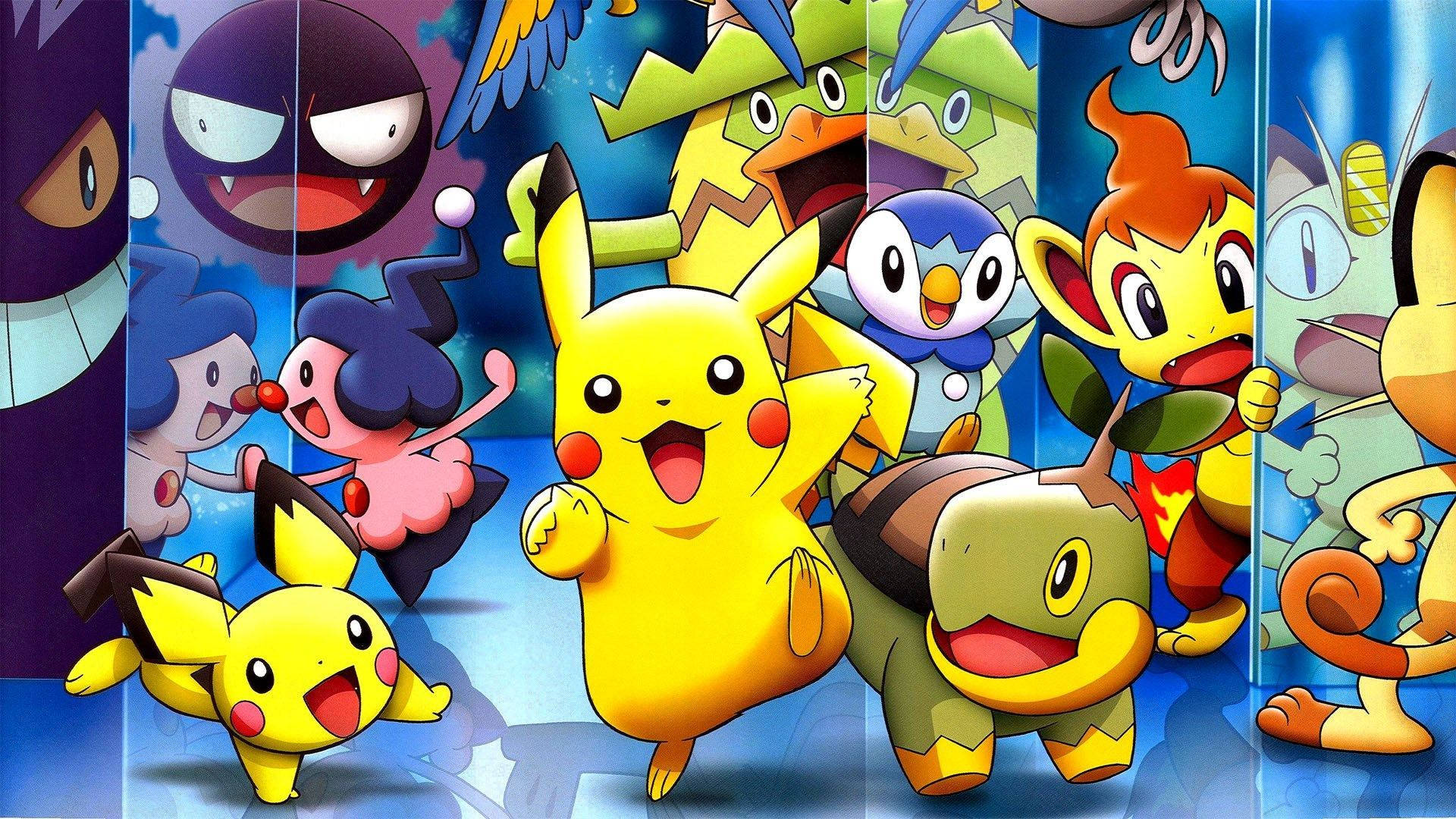 Pikachu en vriende verenig Muurpapier