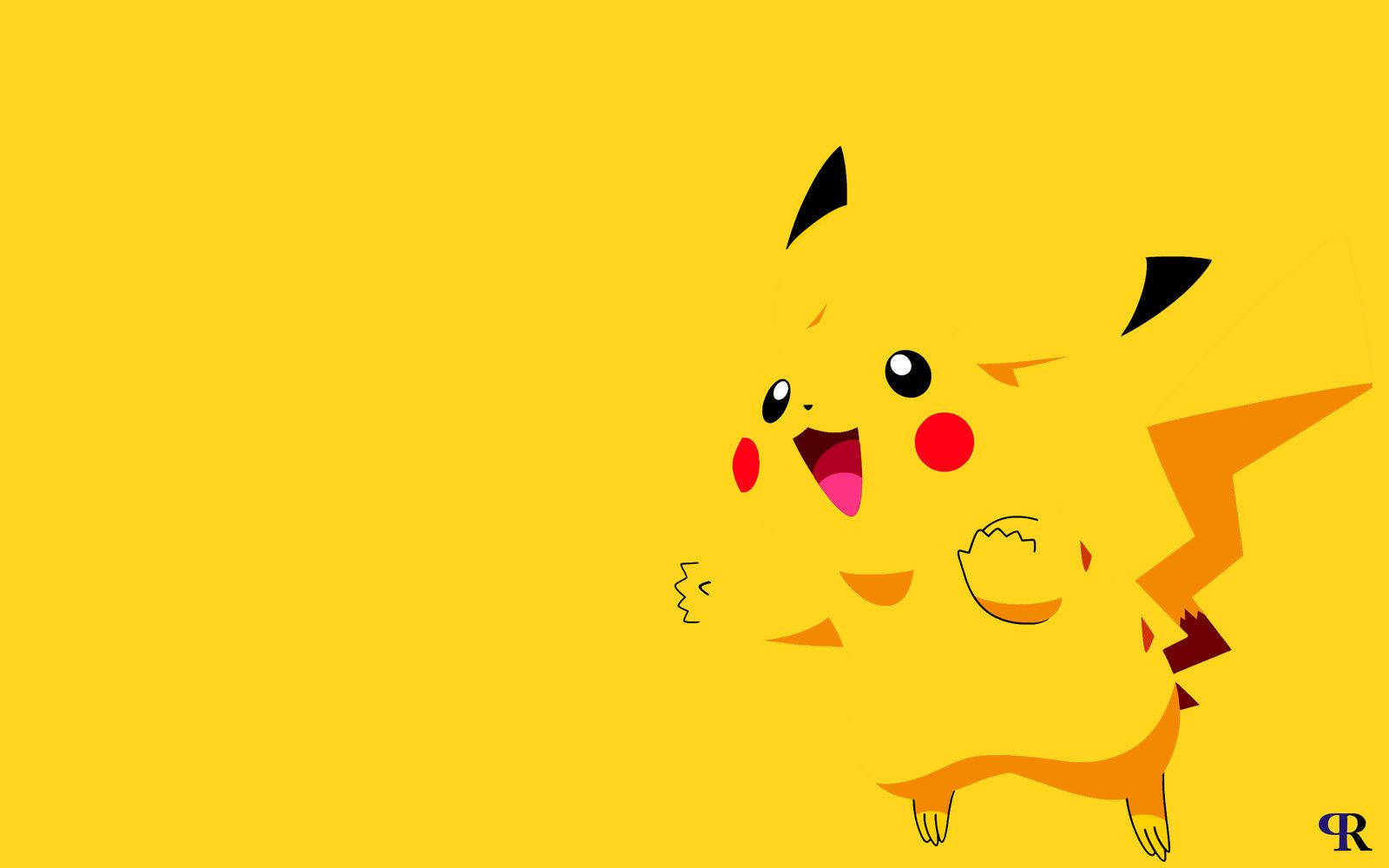 Agtergrond van Pikachu wat in die geel agtergrond insmelt.