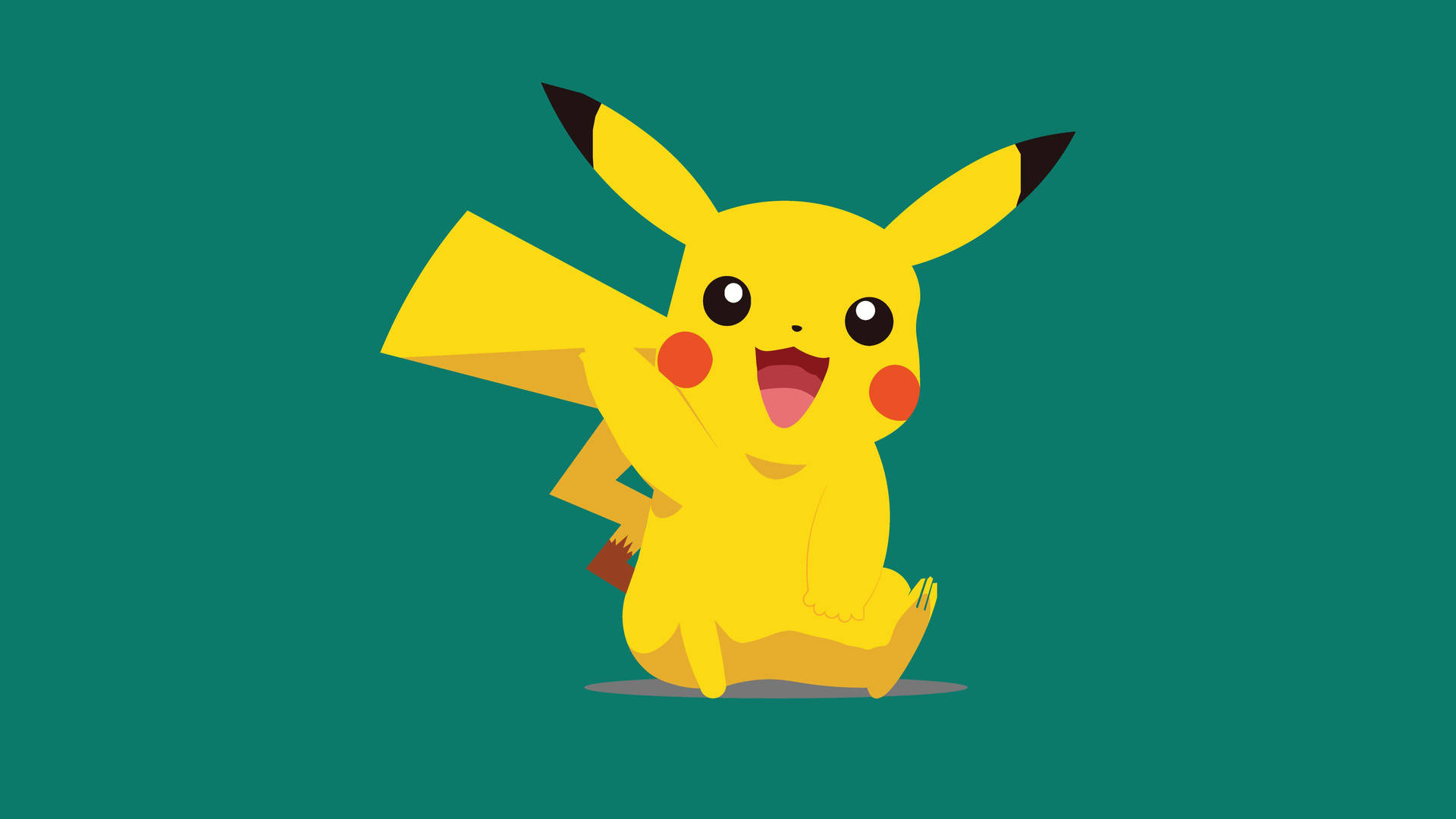 Pikachu-agtergrond in denneboomgroen agtergrond.