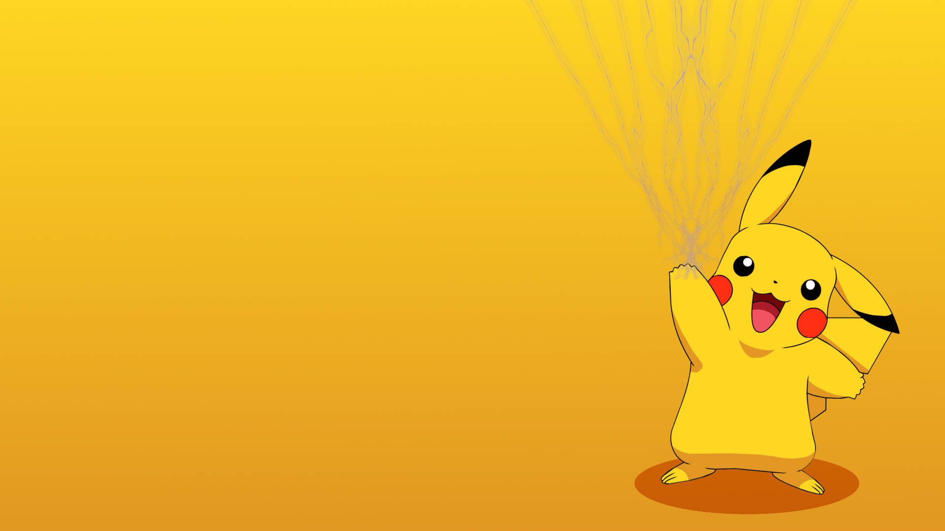 Agtergrond van Pikachu wat sy donderstraal laai in 'n gradiënt-agtergrond.