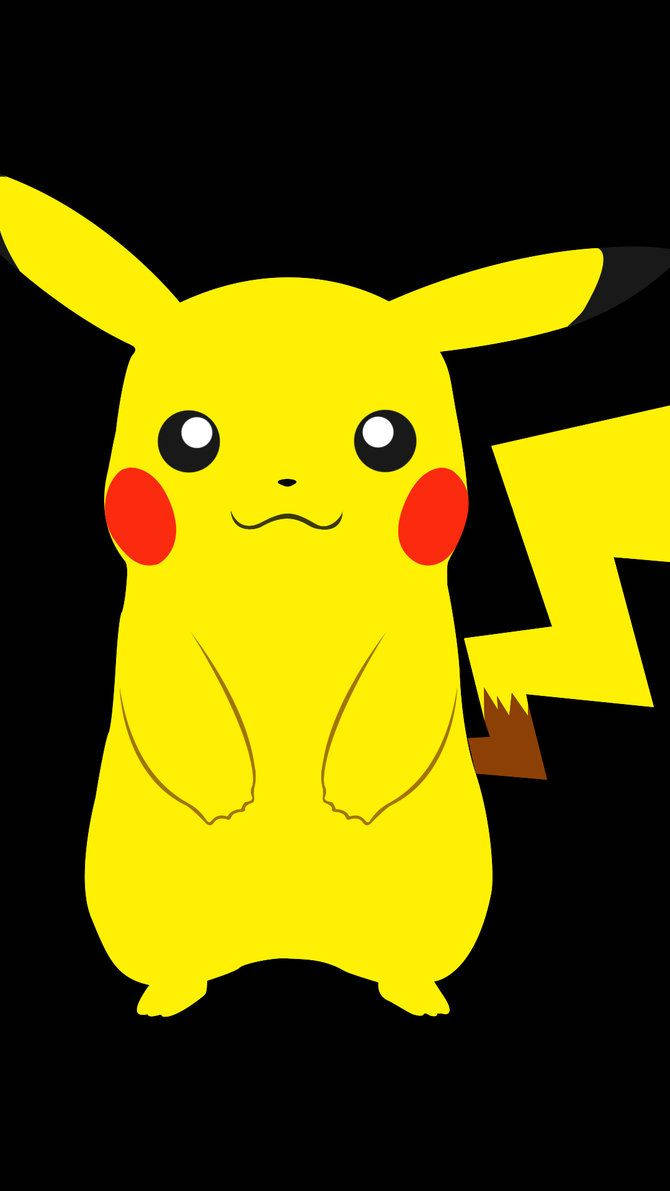 Behangpapier van Pikachu op swart agtergrond.