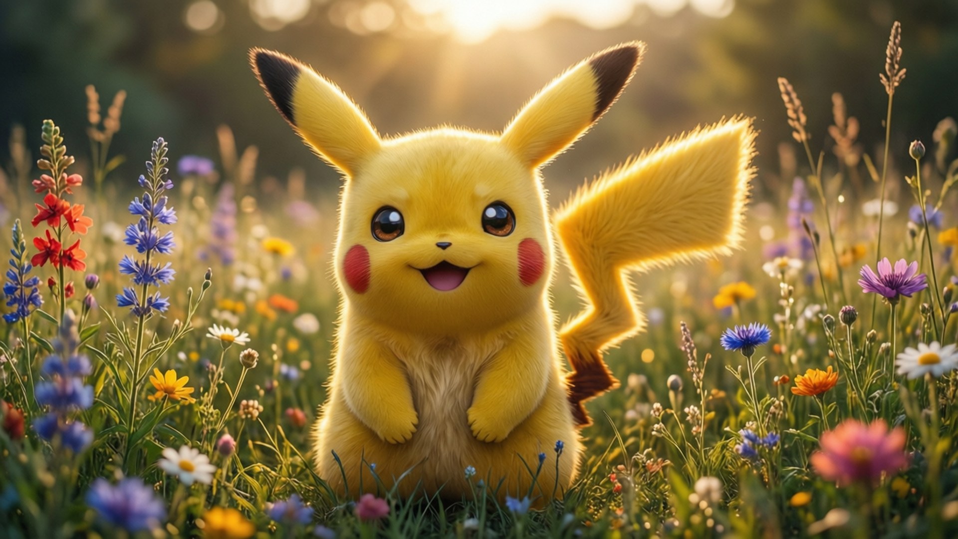 Pikachu se Sonsopkoms Muurpapier