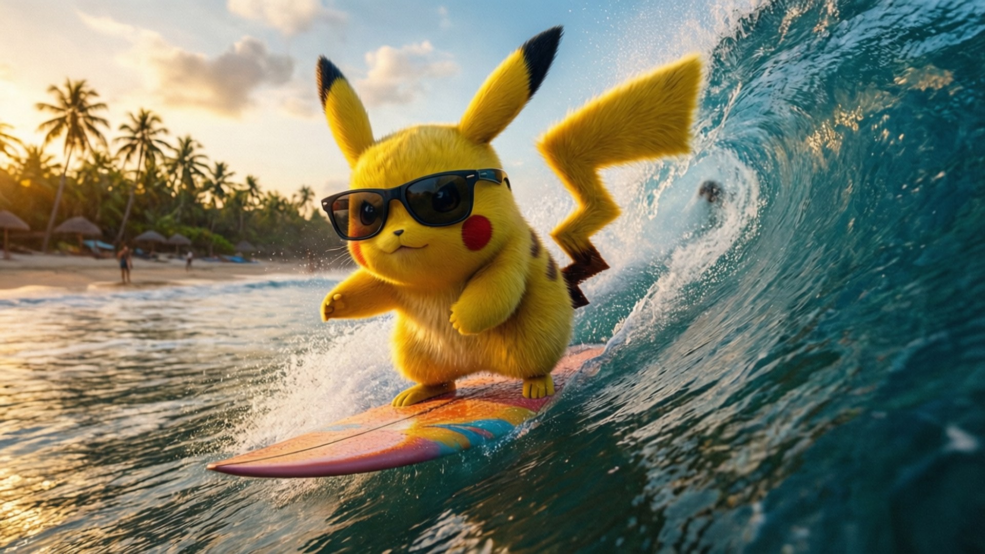 Pikachu wat branderplankry Muurpapier