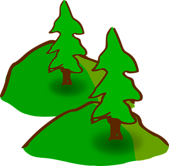 Pine Treeson Heuwels Vektor Muurpapier