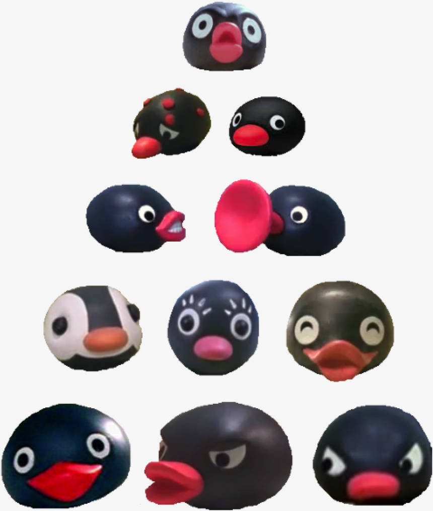 Pingu Karakters Gesigte Muurpapier
