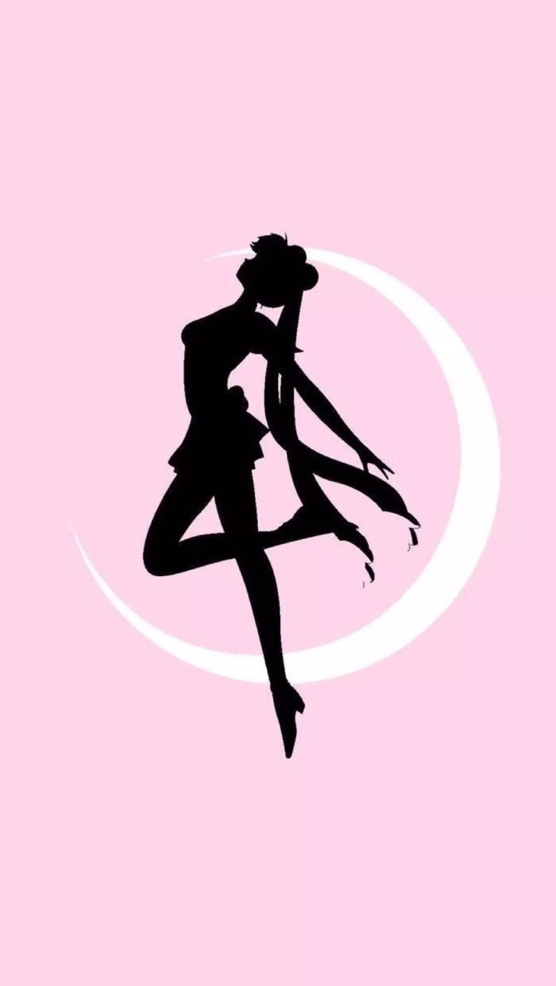 Pink Halfmaan Sailor Moon iPhone Muurpapier