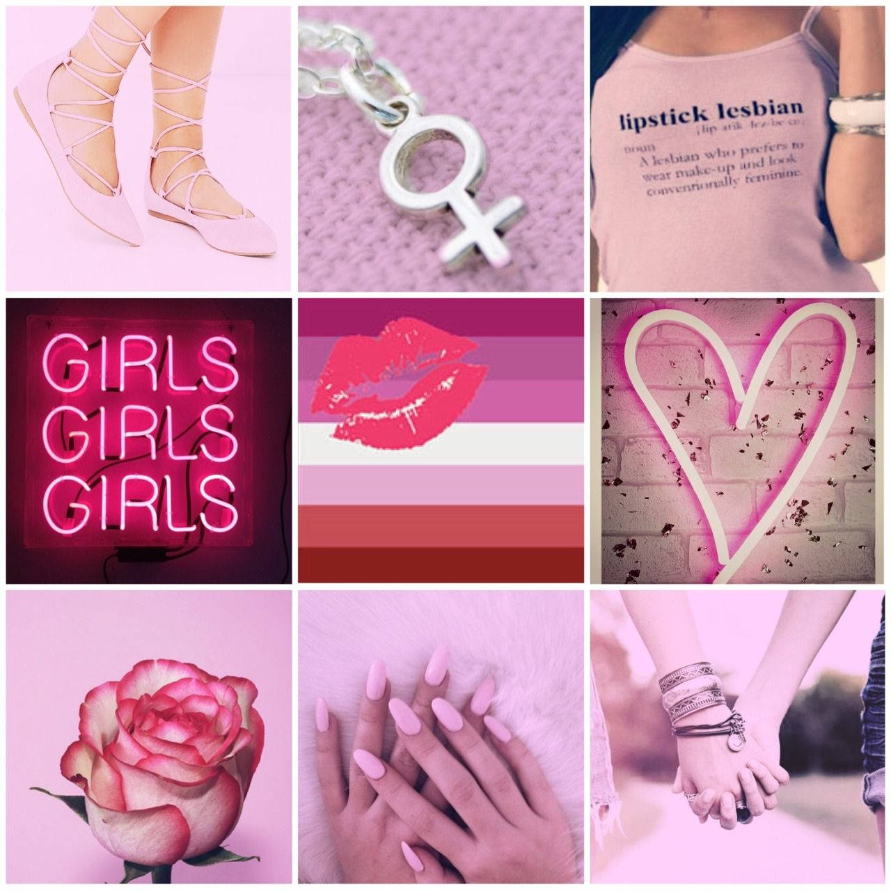 Pink Lesbian Estetiese Montage Muurpapier