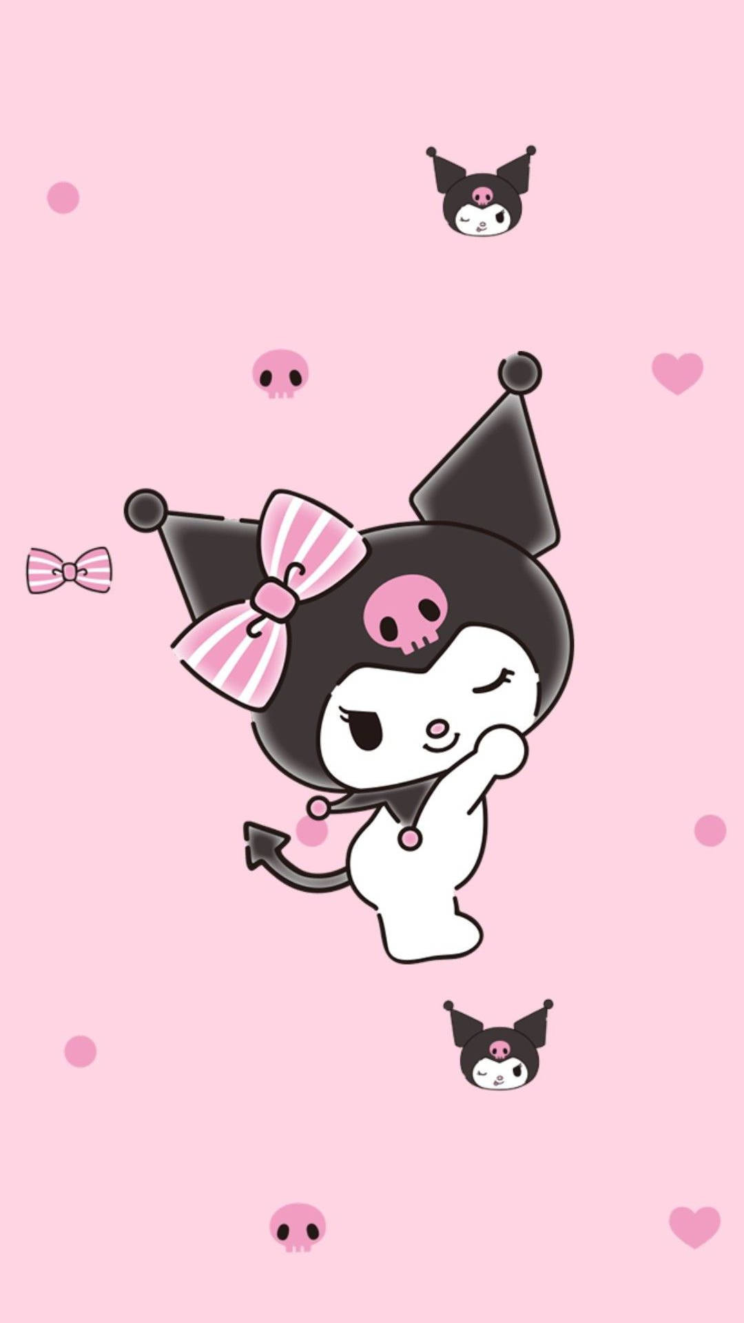 My Melody Kuromi Op 'n Pienk Agtergrond — Sanrio GIF Muurpapier