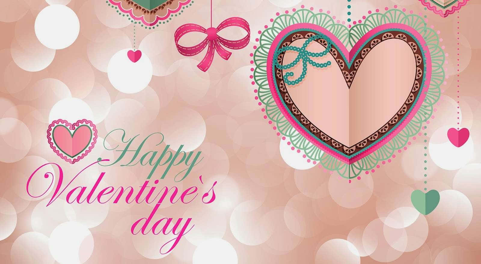 Pink Valentine Day Lieflike Groetebanner Muurpapier