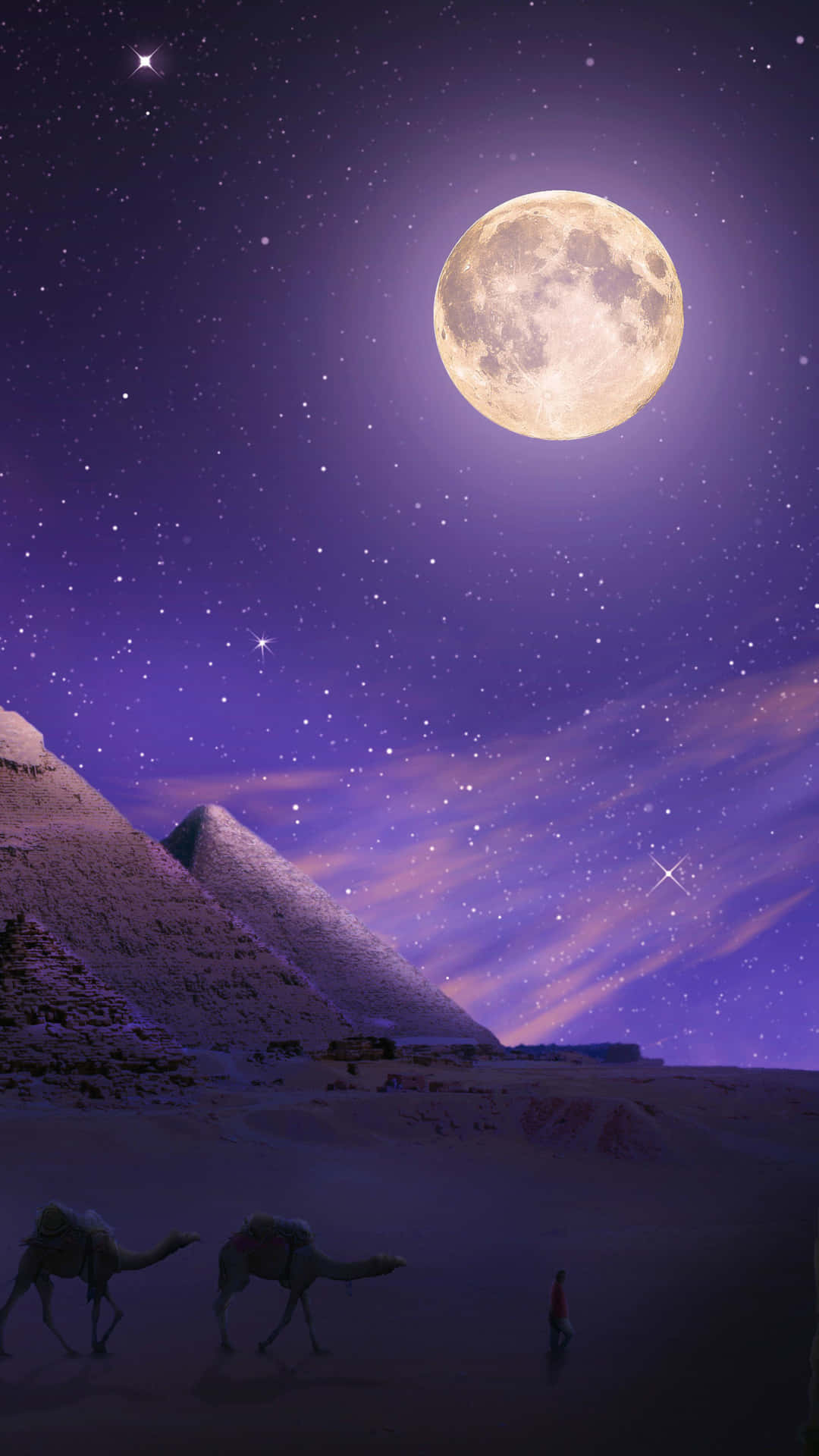 Piramide van die Maan Pers Lug Muurpapier