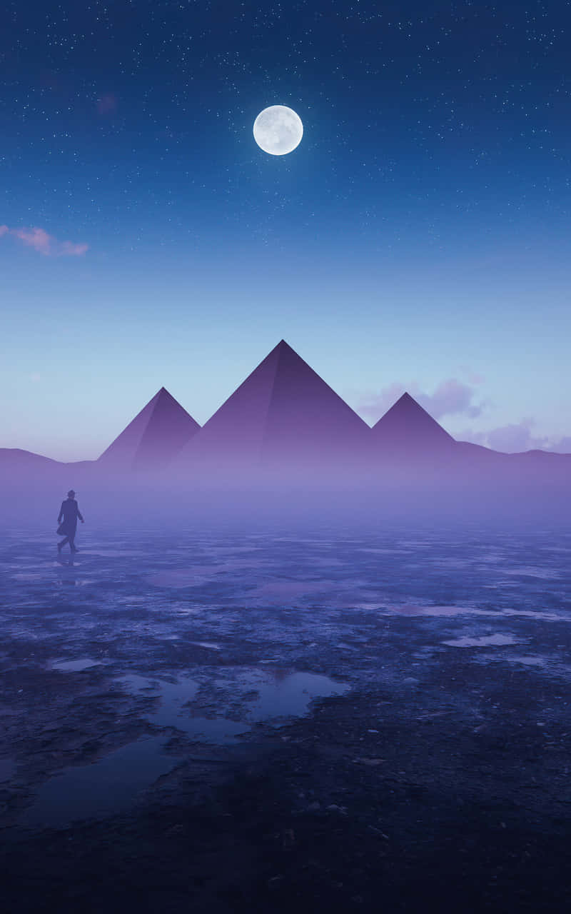 Piramide van die Maan Pers Nag Muurpapier