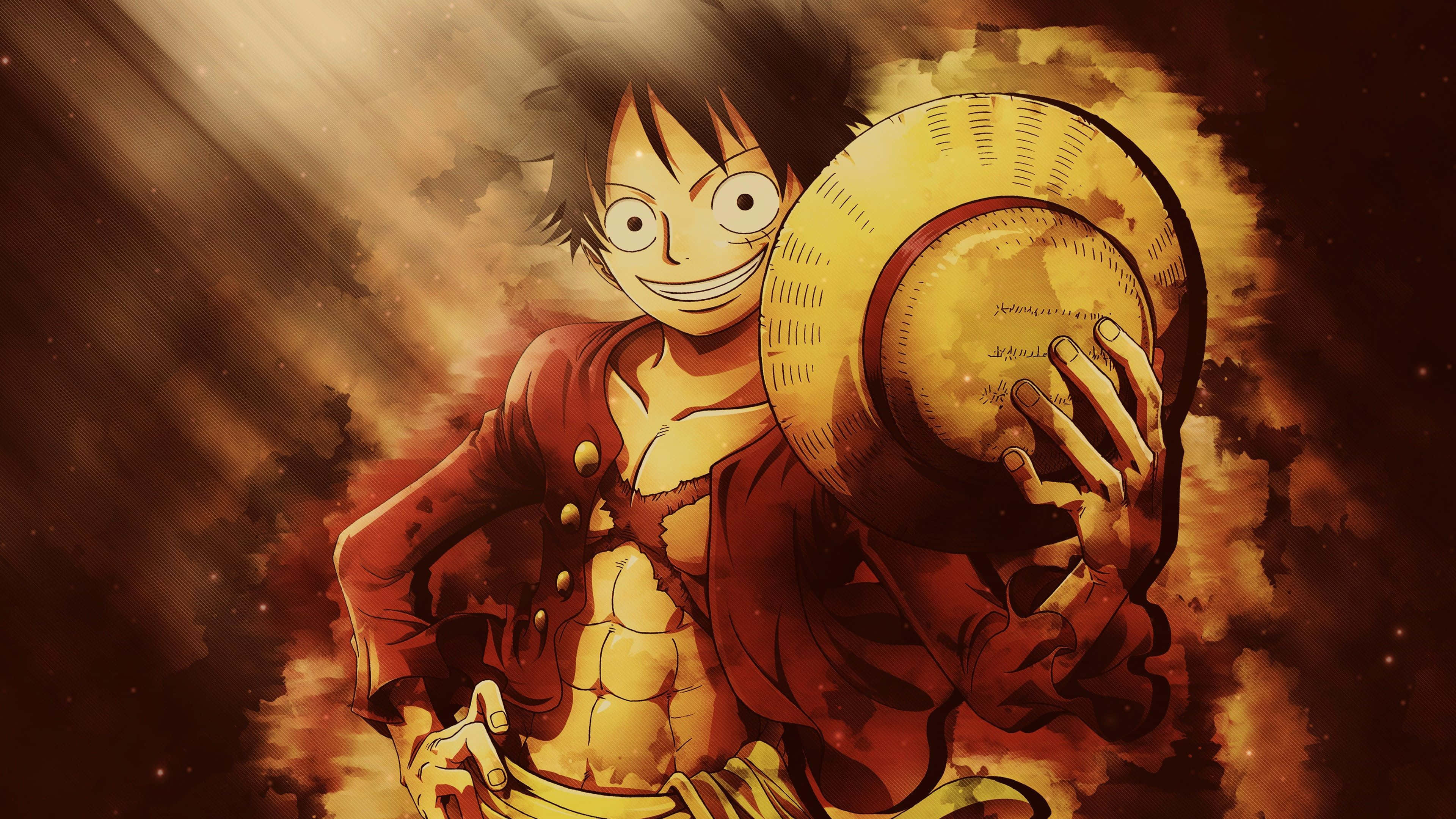 Pirate King Luffy dra sy hoed op 'n missie Muurpapier