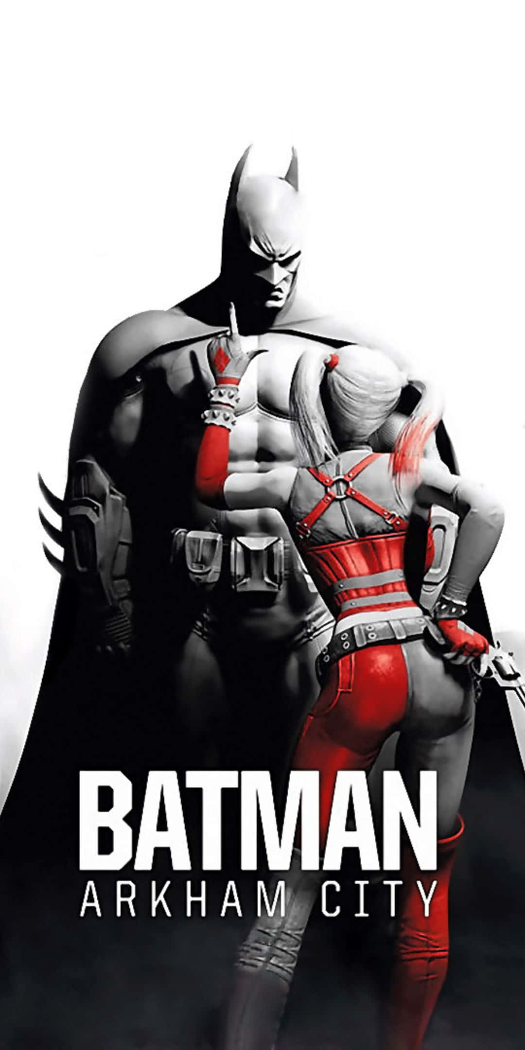 Pixel 3 Batman Arkham City Grys- en Rooihoogtepunt Agtergrond Muurpapier