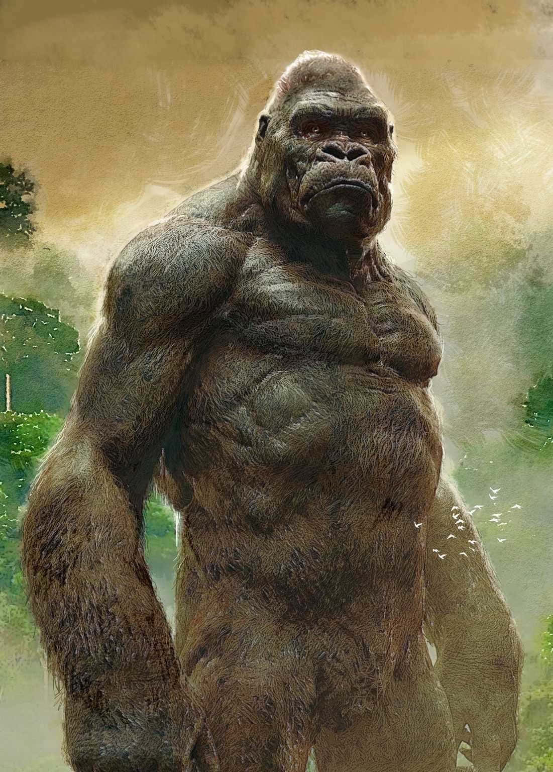 Pixel 3 Gespierde Gorilla Agtergrond Muurpapier