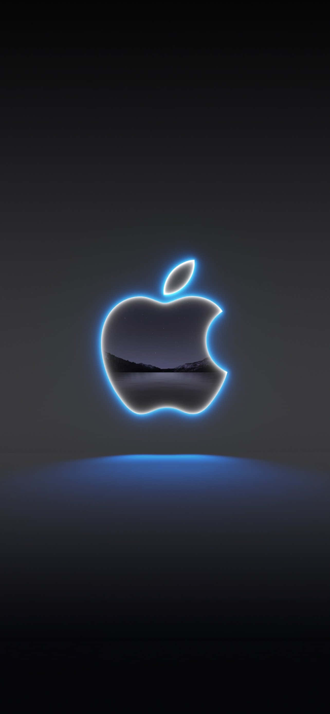 Pixel 3 Gloeiende Blou Apple Logo Agtergrond Muurpapier