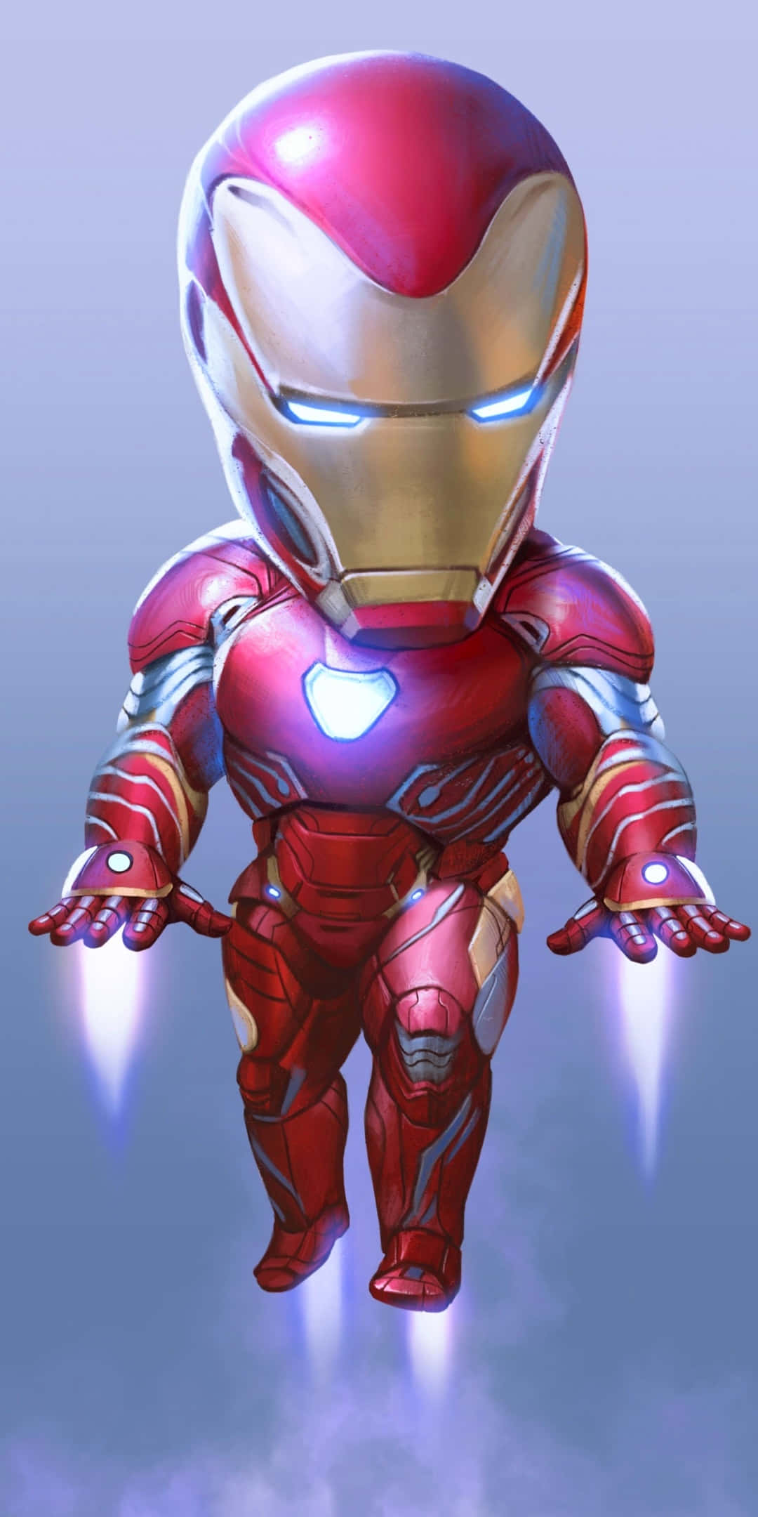 Pixel 3 Iron Man Vlieënde Chibi-agtergrond Muurpapier