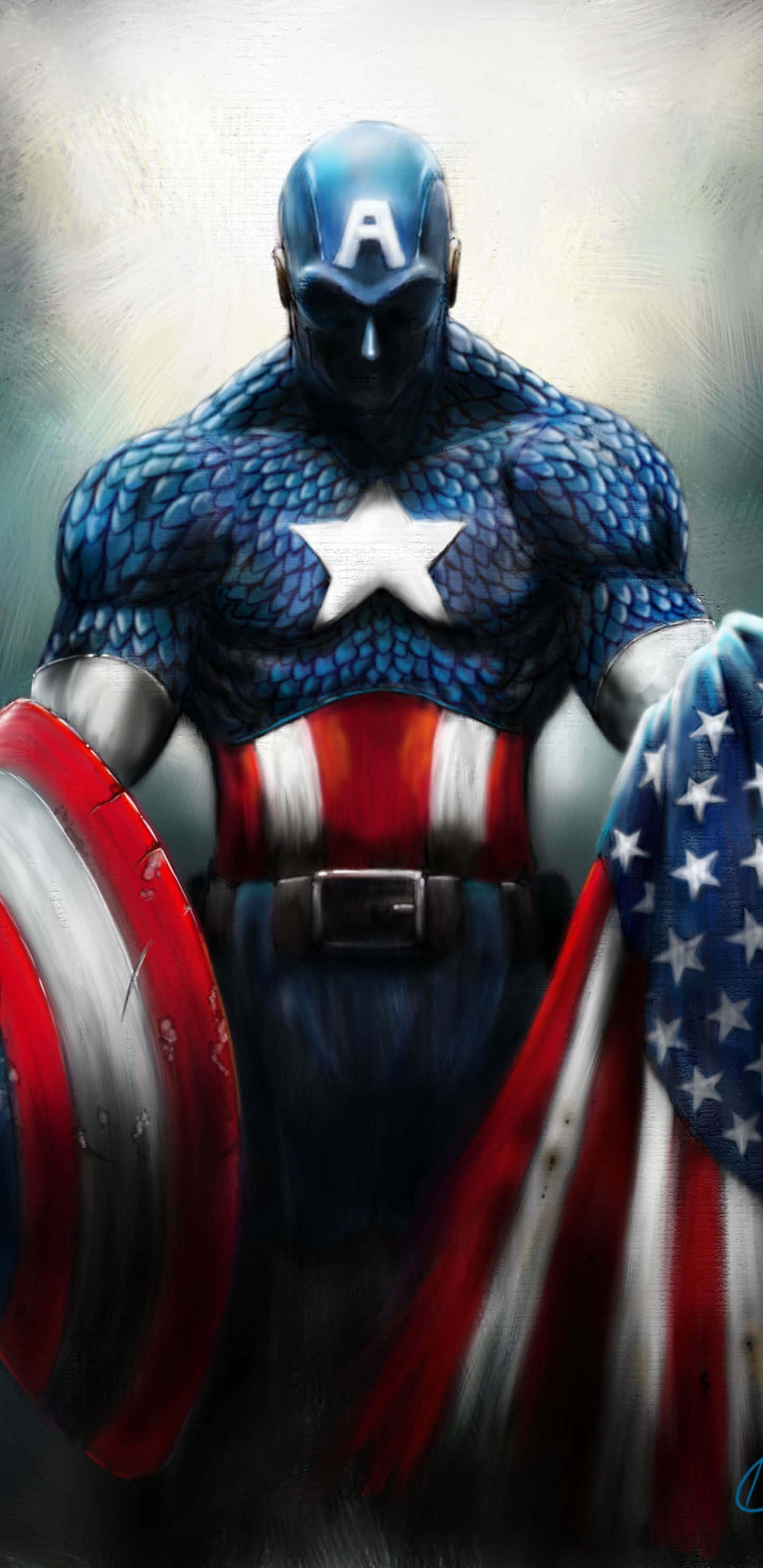 Pixel 3xl Captain America Agtergrond Illustrasie Kuns Muurpapier