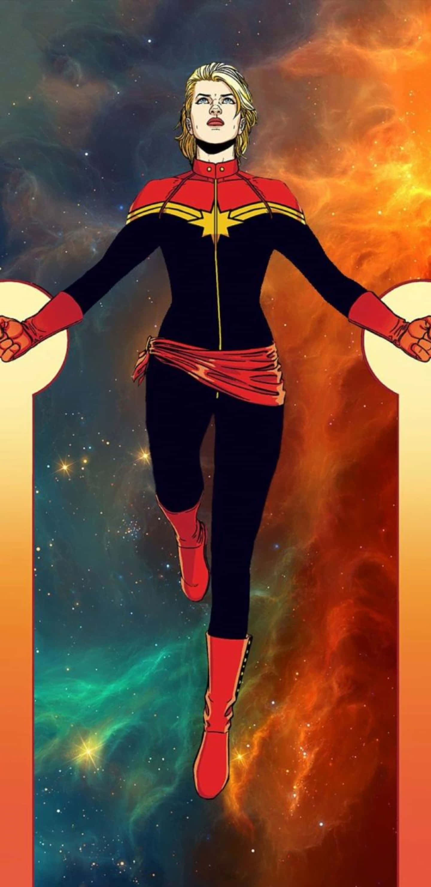 Pixel 3xl Captain Marvel Agtergrond Wat In Die Galaksie Vlieg Muurpapier