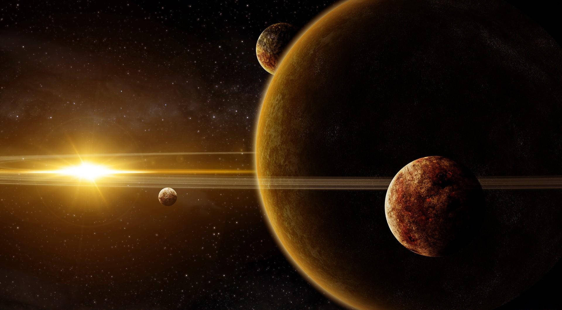 Planeet in Galaktiese Heelal muurpapier — Ruimte GIF Muurpapier