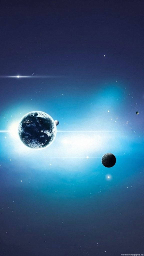 Planete en Blou Lig Ruimte iPhone Muurpapier