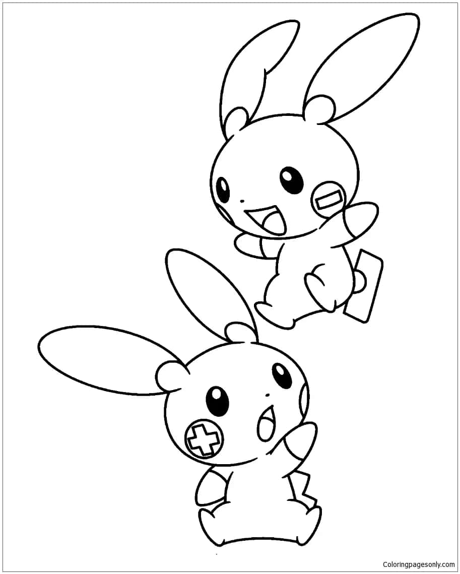 Plusle en Minun Omtrek Muurpapier