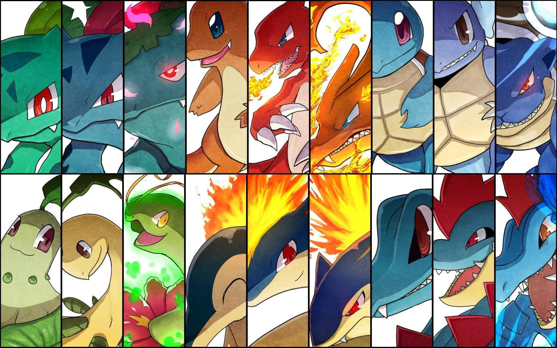 Bulbasaur, Charmander en Squirtle evolusie prente.