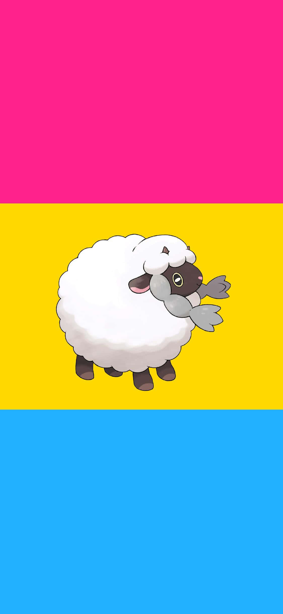 Pokémon Karakter Wooloo met Pan-vlag Muurpapier