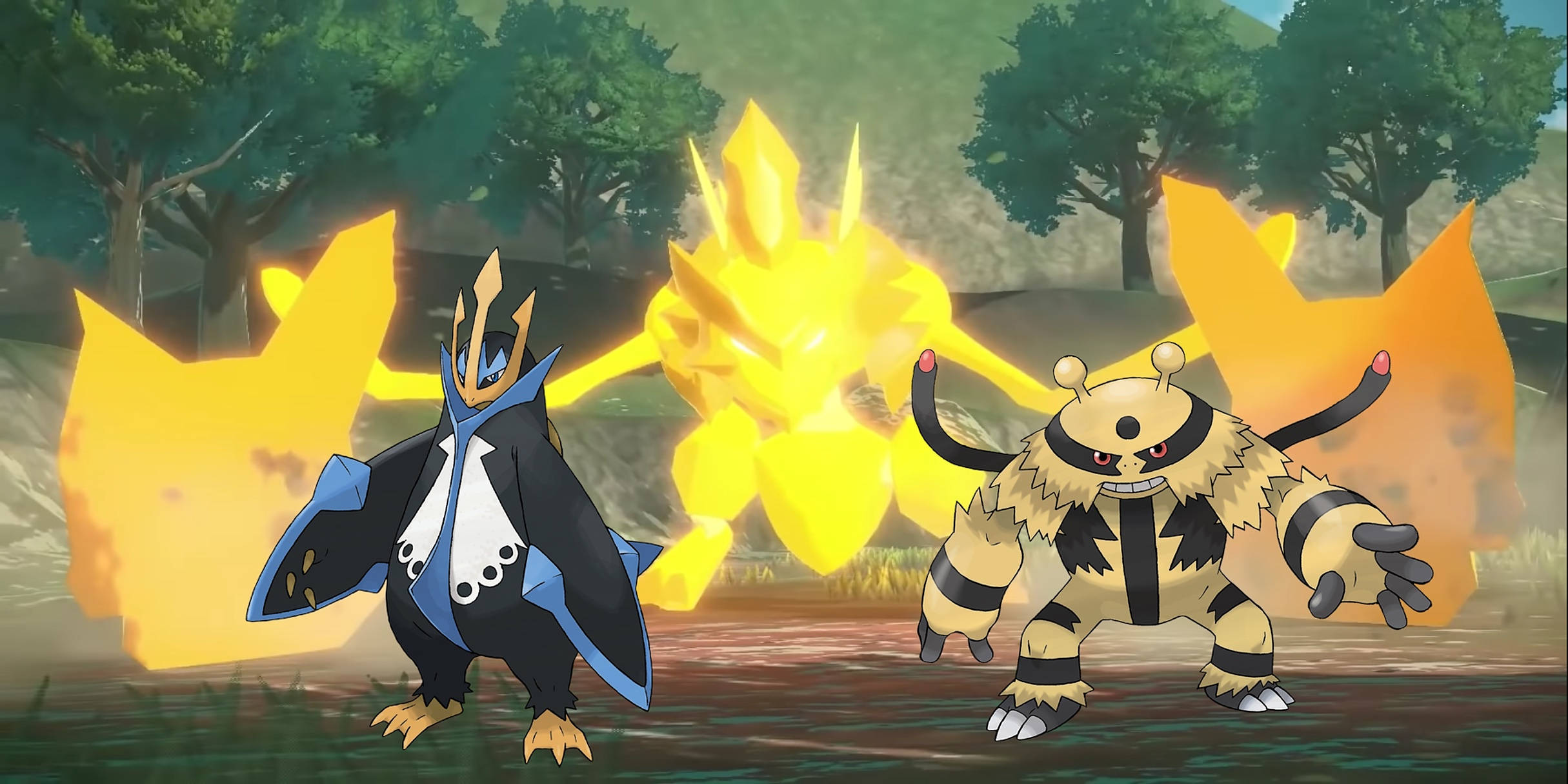 Pokemon Legends Arceus Electivire en Empoleon Muurpapier