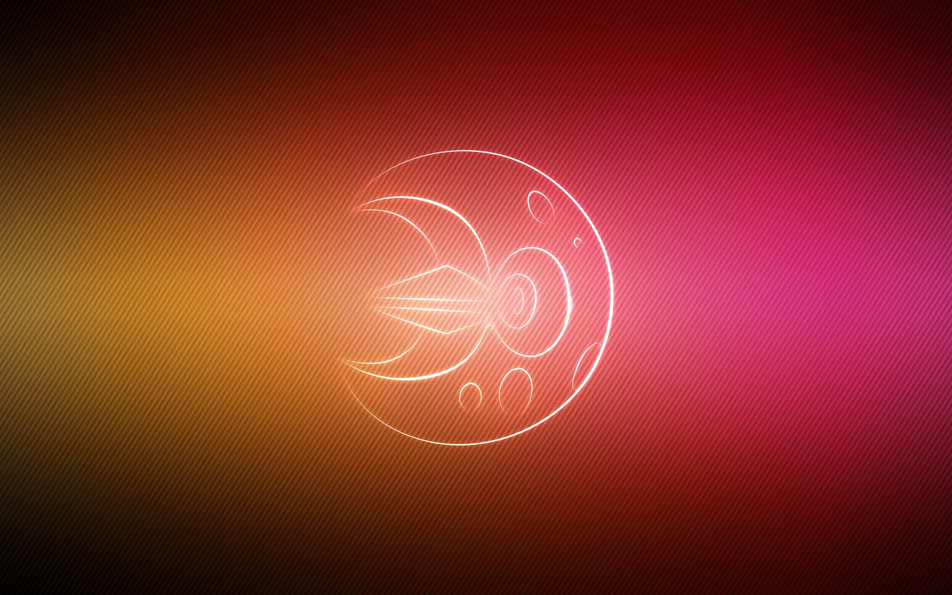 Neonoranje en pienk kuns van 'n Pokémon Lunatone agtergrond.