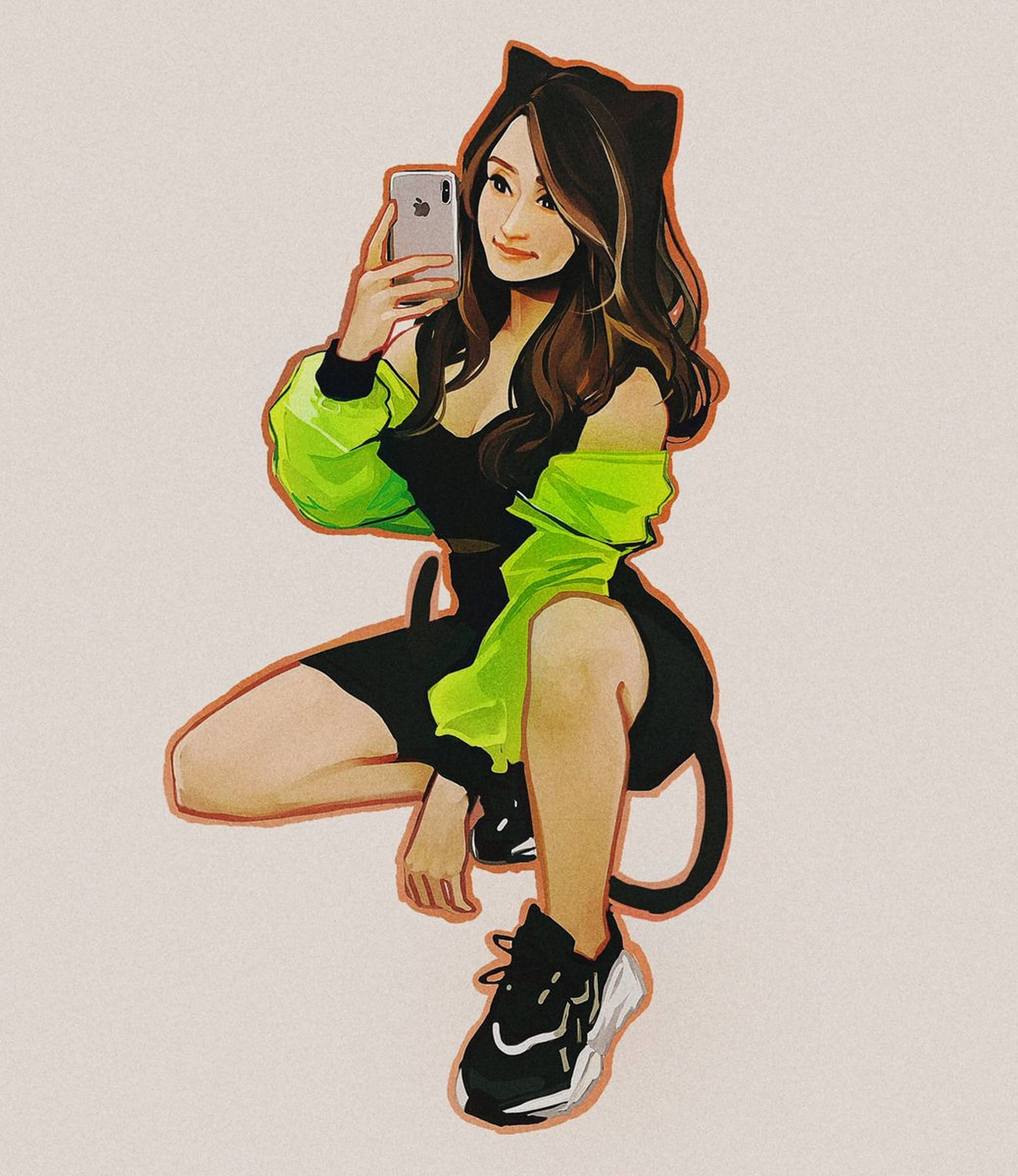 Pokimane Digitale Kuns Muurpapier