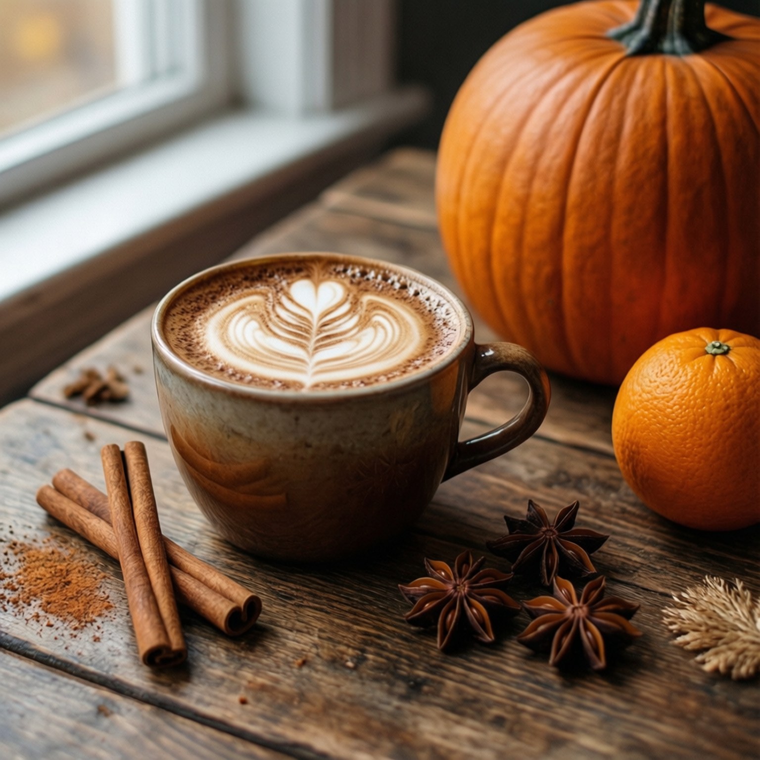 Pompoenspesie Latte Muurpapier