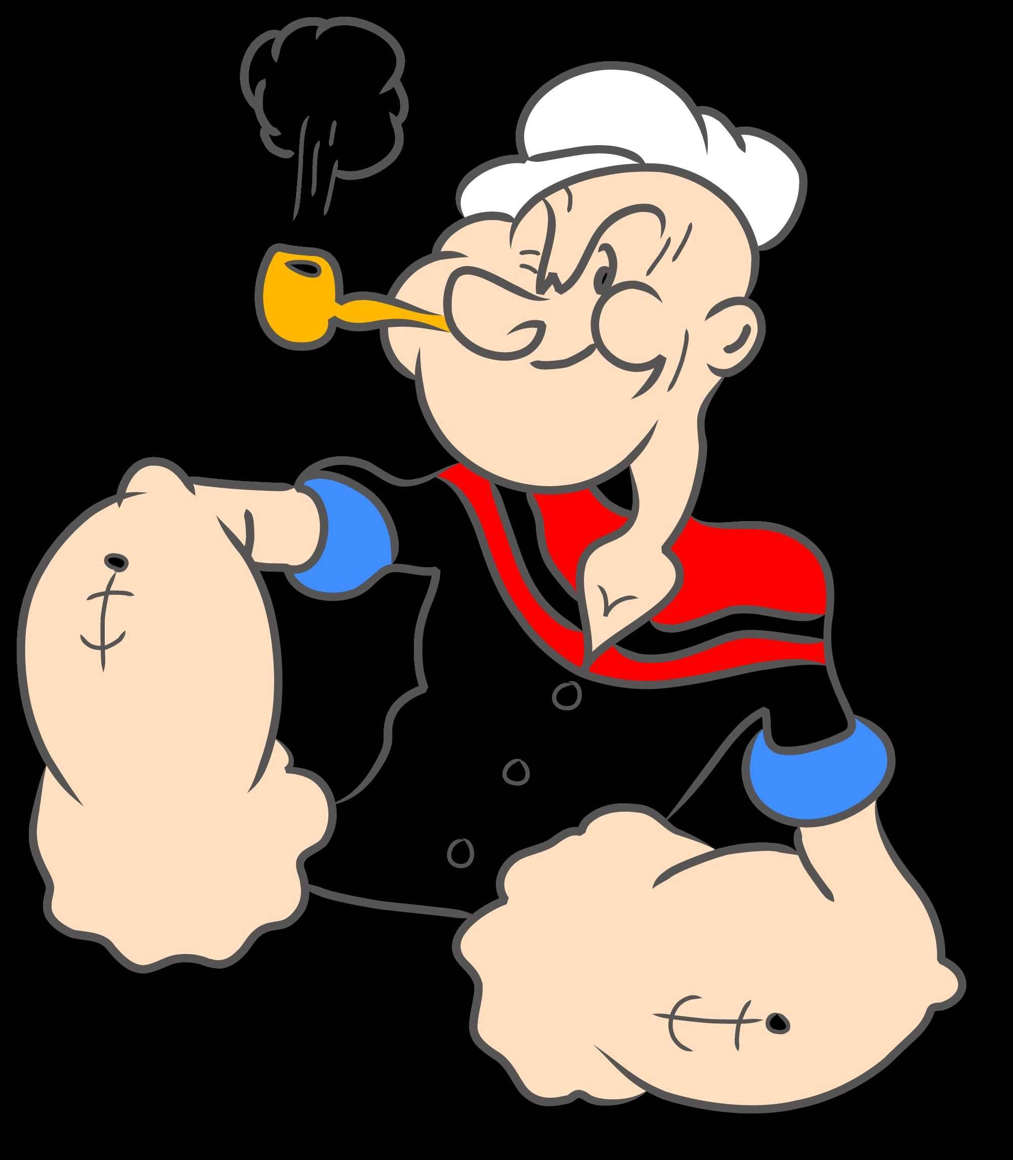 Popeye wat Gelukkig Poseer Muurpapier