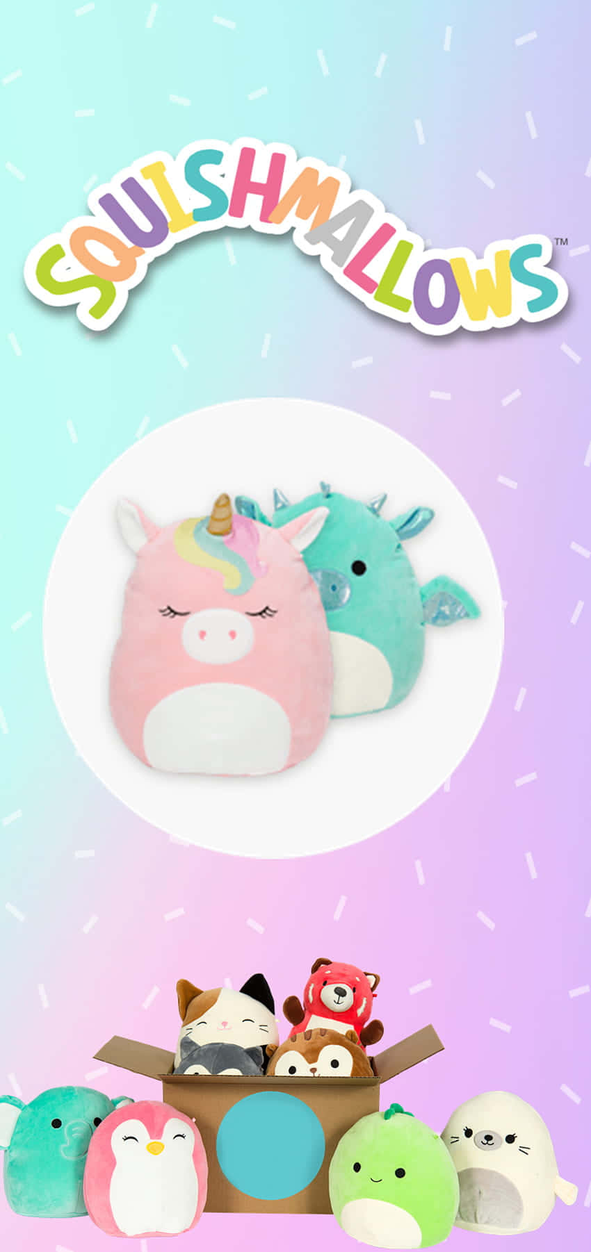 Portret Hemelblou En Pers Squishmallow Agtergrond Muurpapier