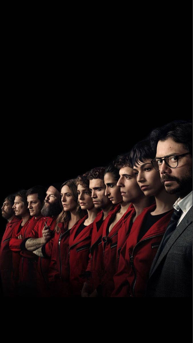 Portret van Money Heist-rolverdeling in lyn — Japan GIF Muurpapier