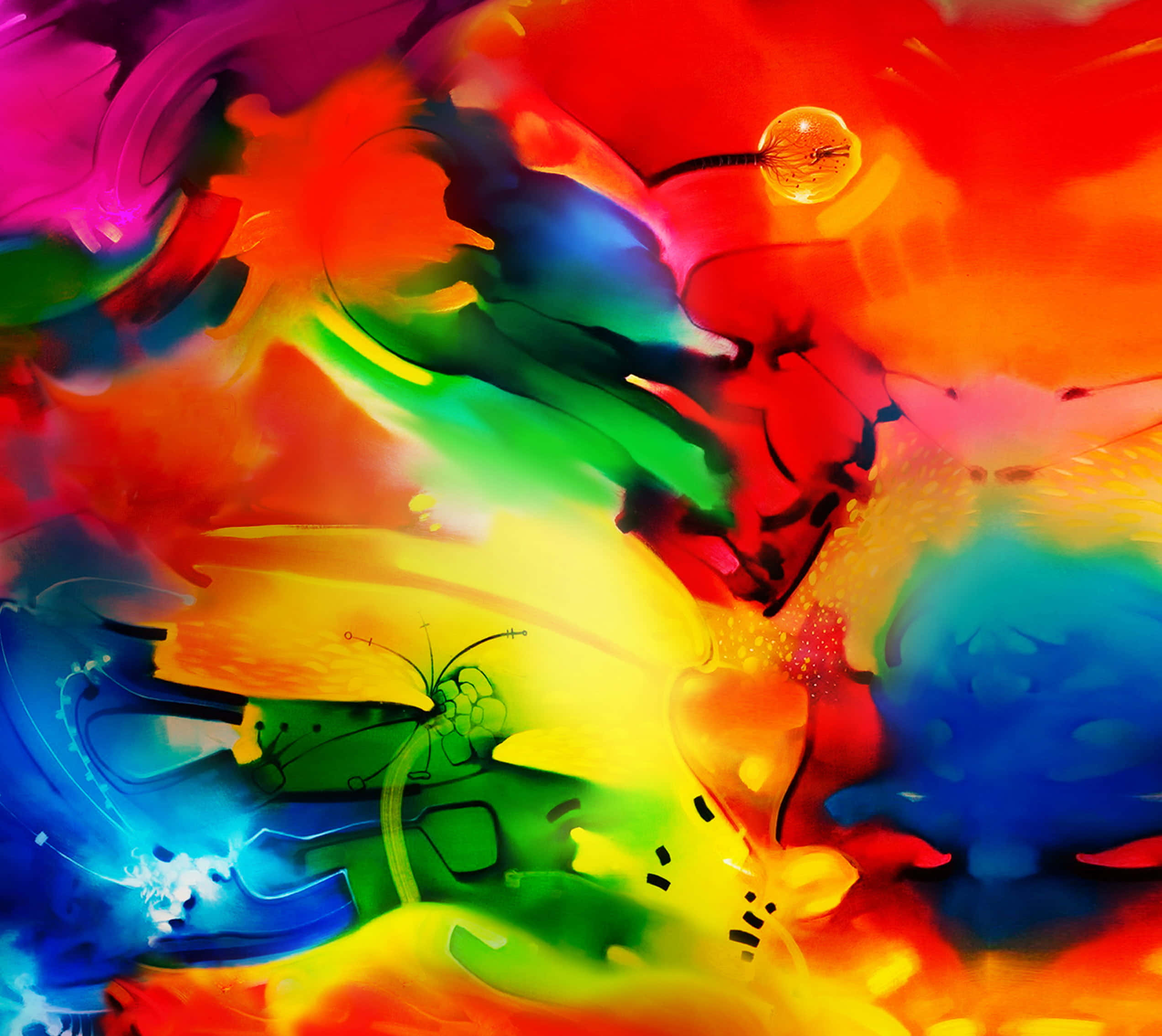 Pragtige Galaxy Tab-agtergrond met Lewendige Kleure Muurpapier