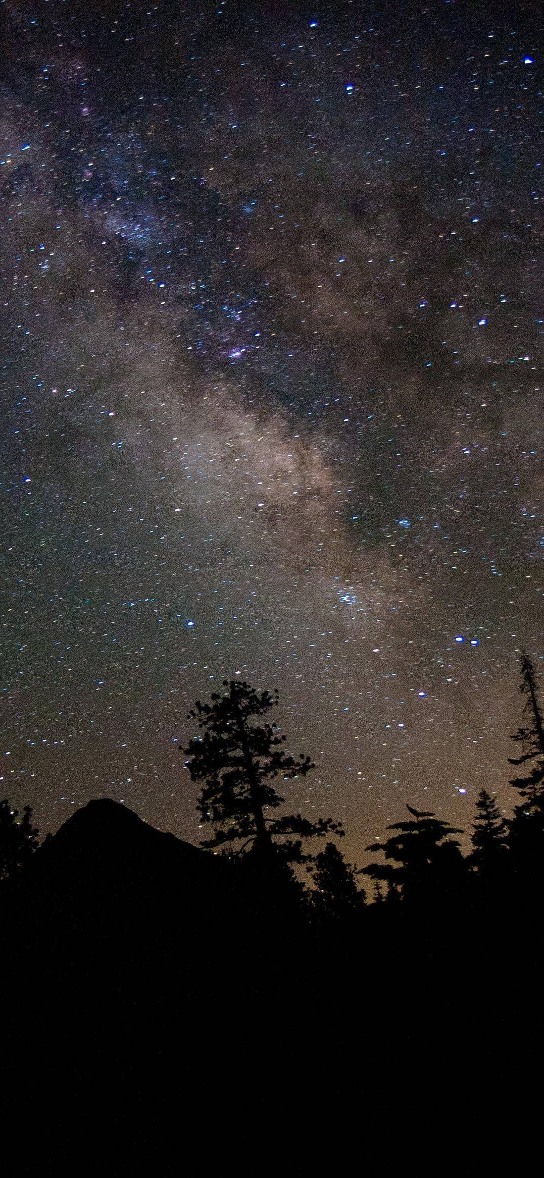 Pragtige Galaxy Bergwoud Muurpapier