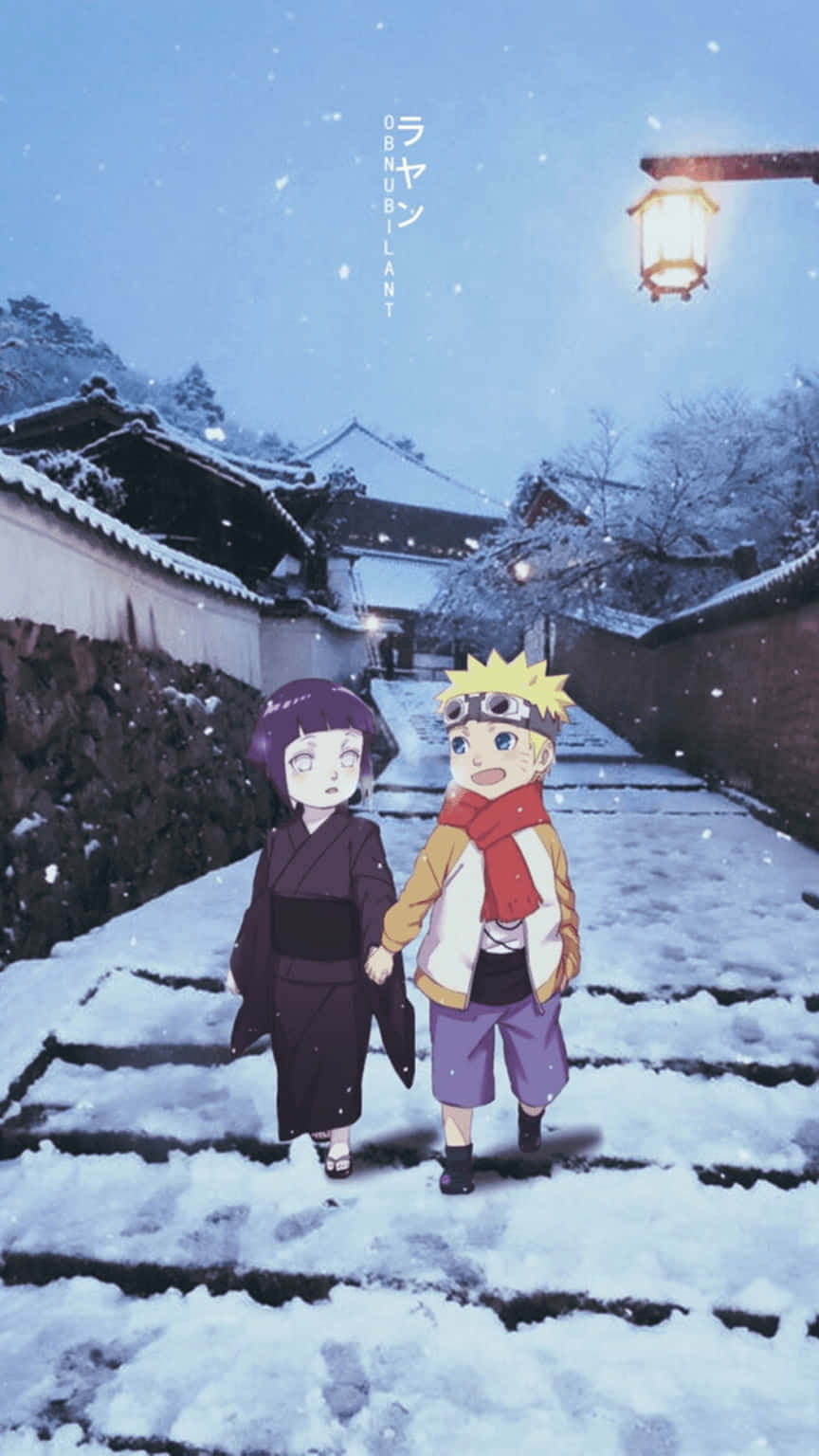 Pragtige Hinata en Naruto Estetiese Foon Muurpapier