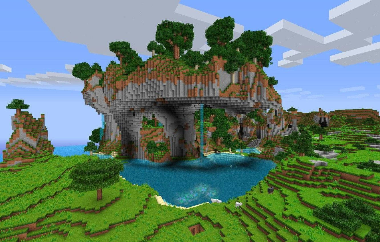 Pragtige Minecraft Verhewe Bos Muurpapier