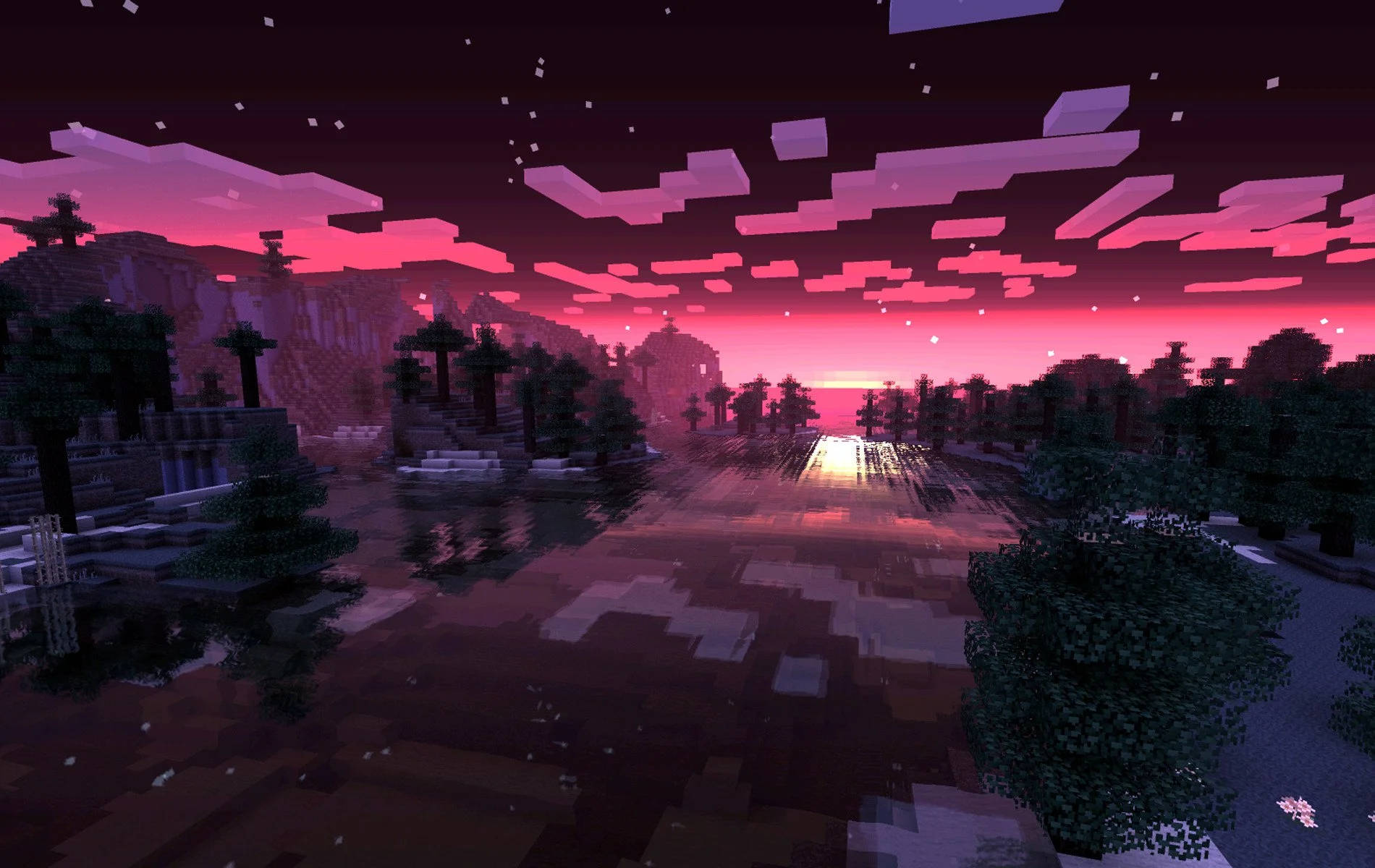 Pragtige Minecraft Pienk Lug — Lessenaar GIF Muurpapier