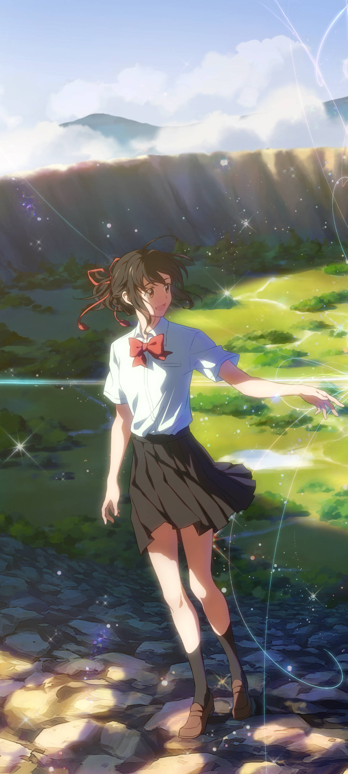 Pragtige Mitsuha Kimi No Na Wa Foon Muurpapier