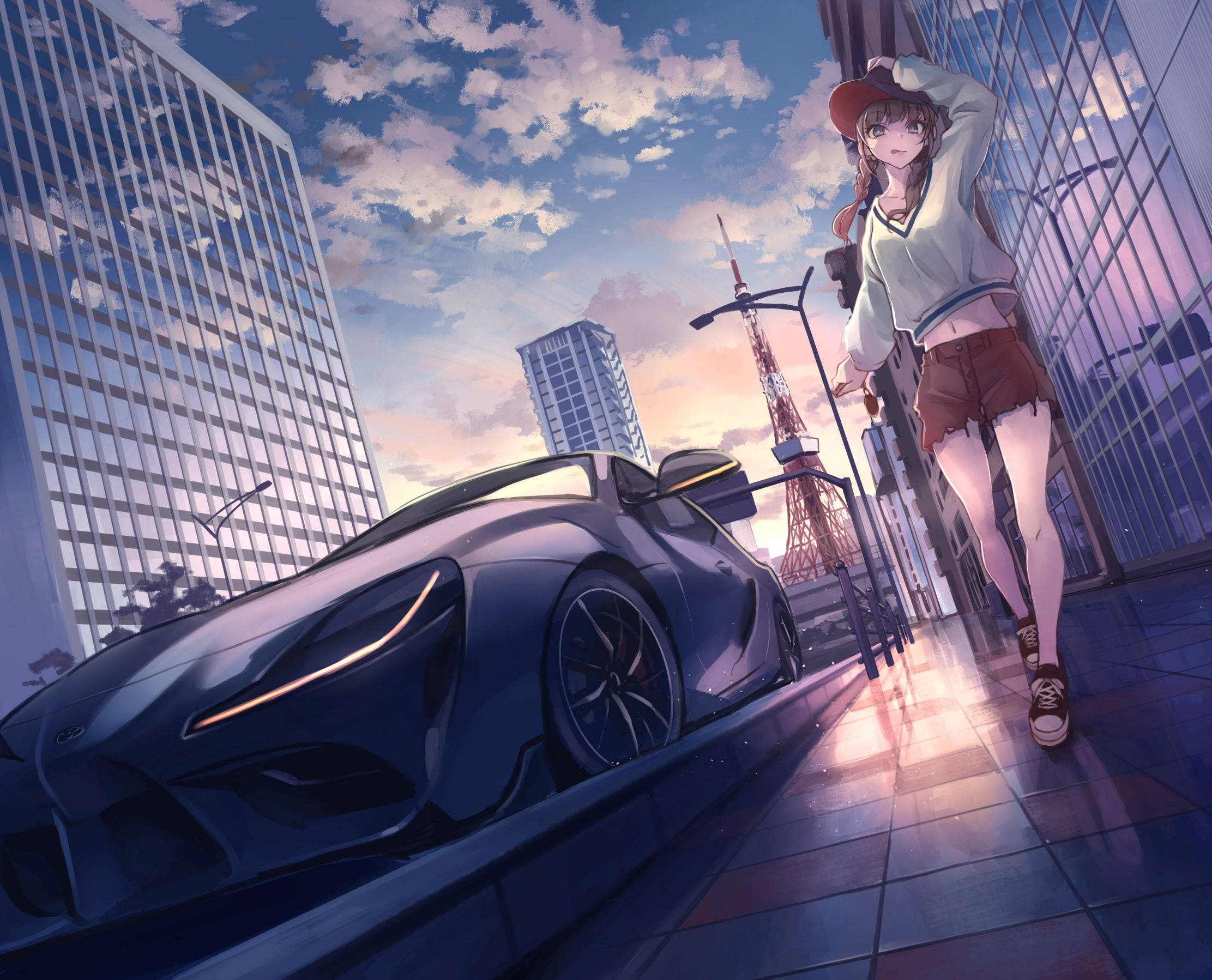 Pragtige Pers Supra Anime-motor wat Sjarme Loslaat Muurpapier
