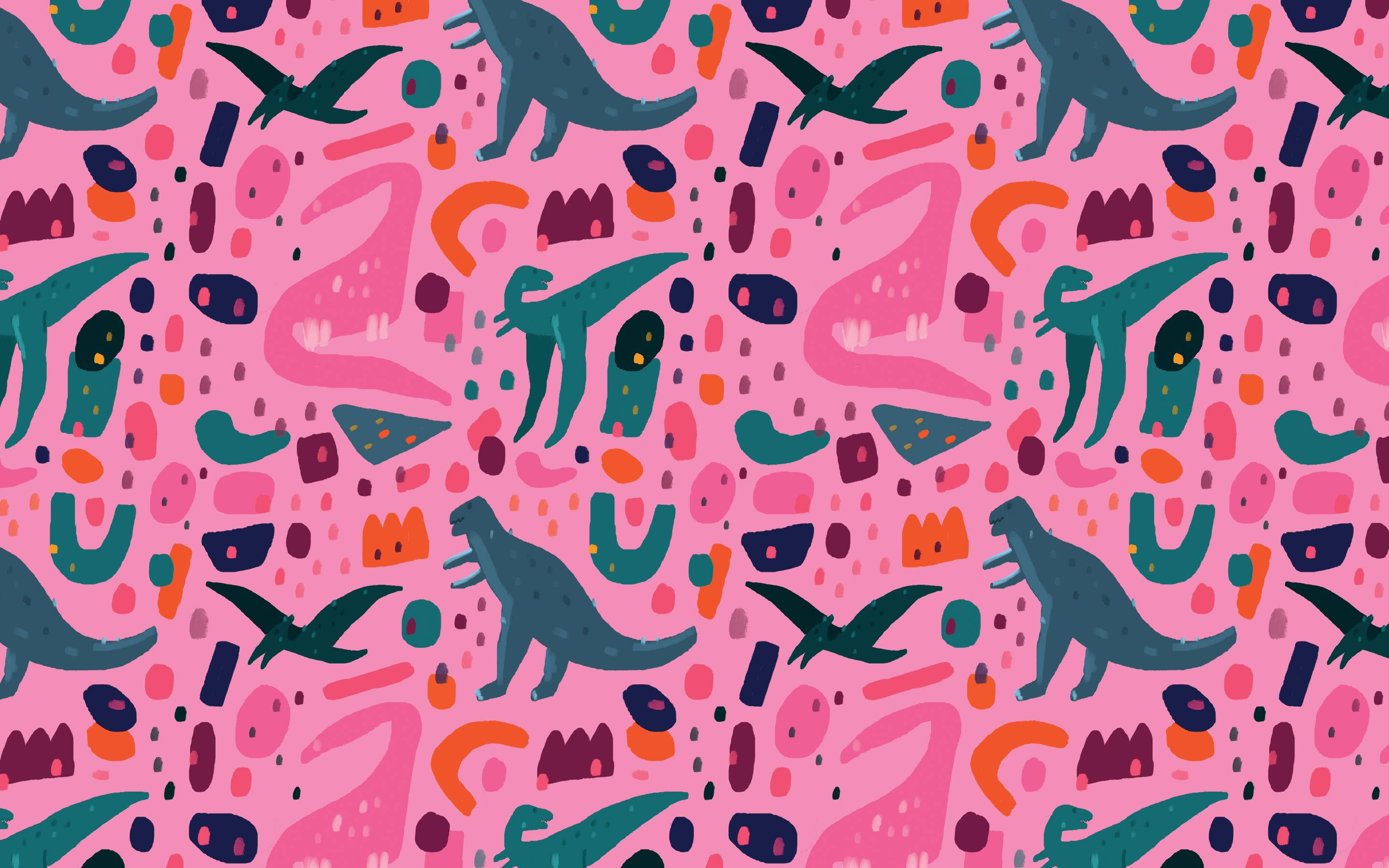 Pragtige Pienk Dinosourus Illustrasie Muurpapier