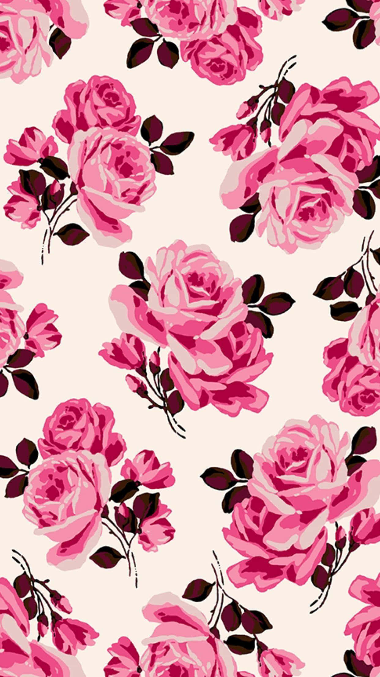 Pragtige Pienk Rose Patroon Prentjie Muurpapier