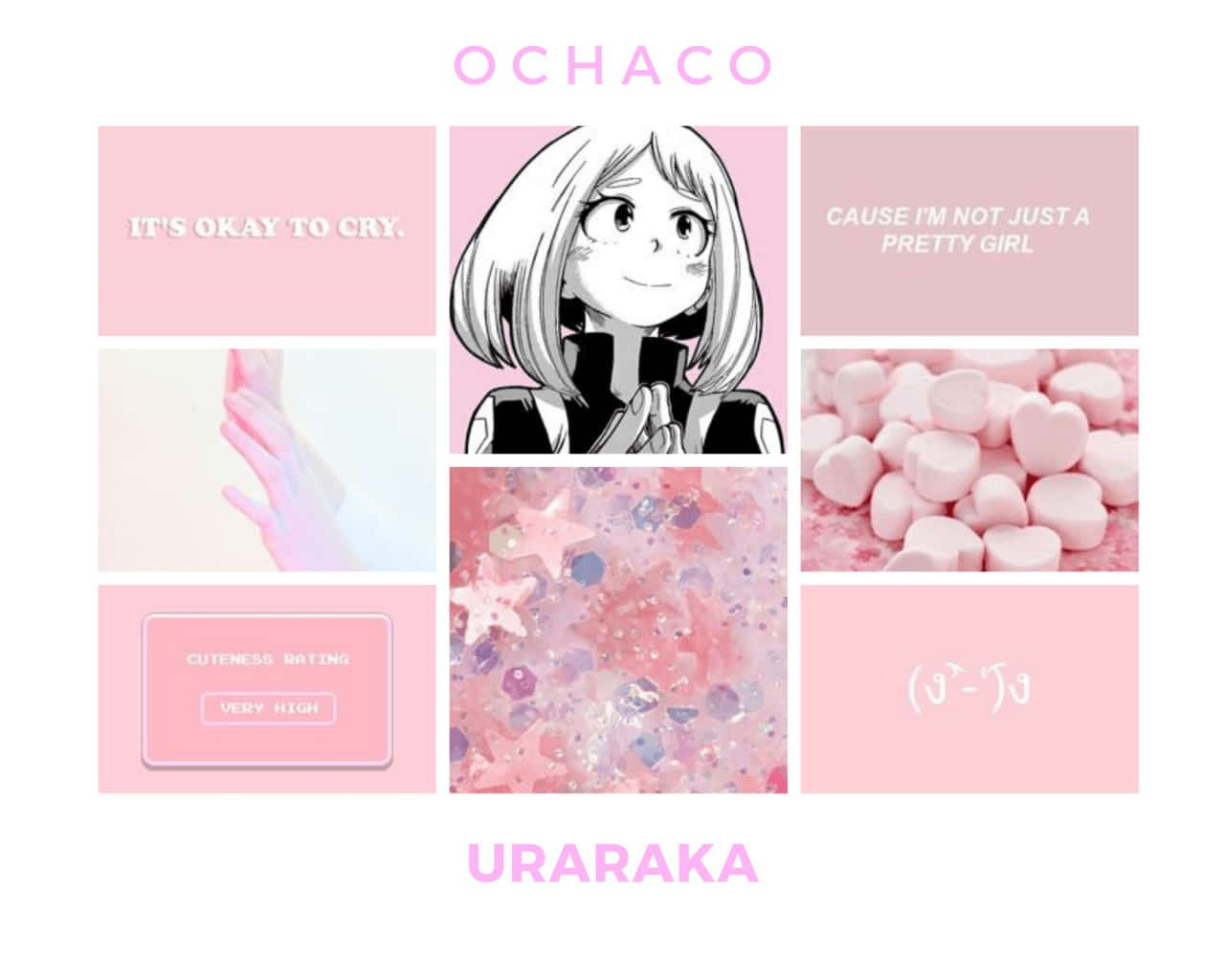 Pragtige Pienk Uraraka Estetika Muurpapier