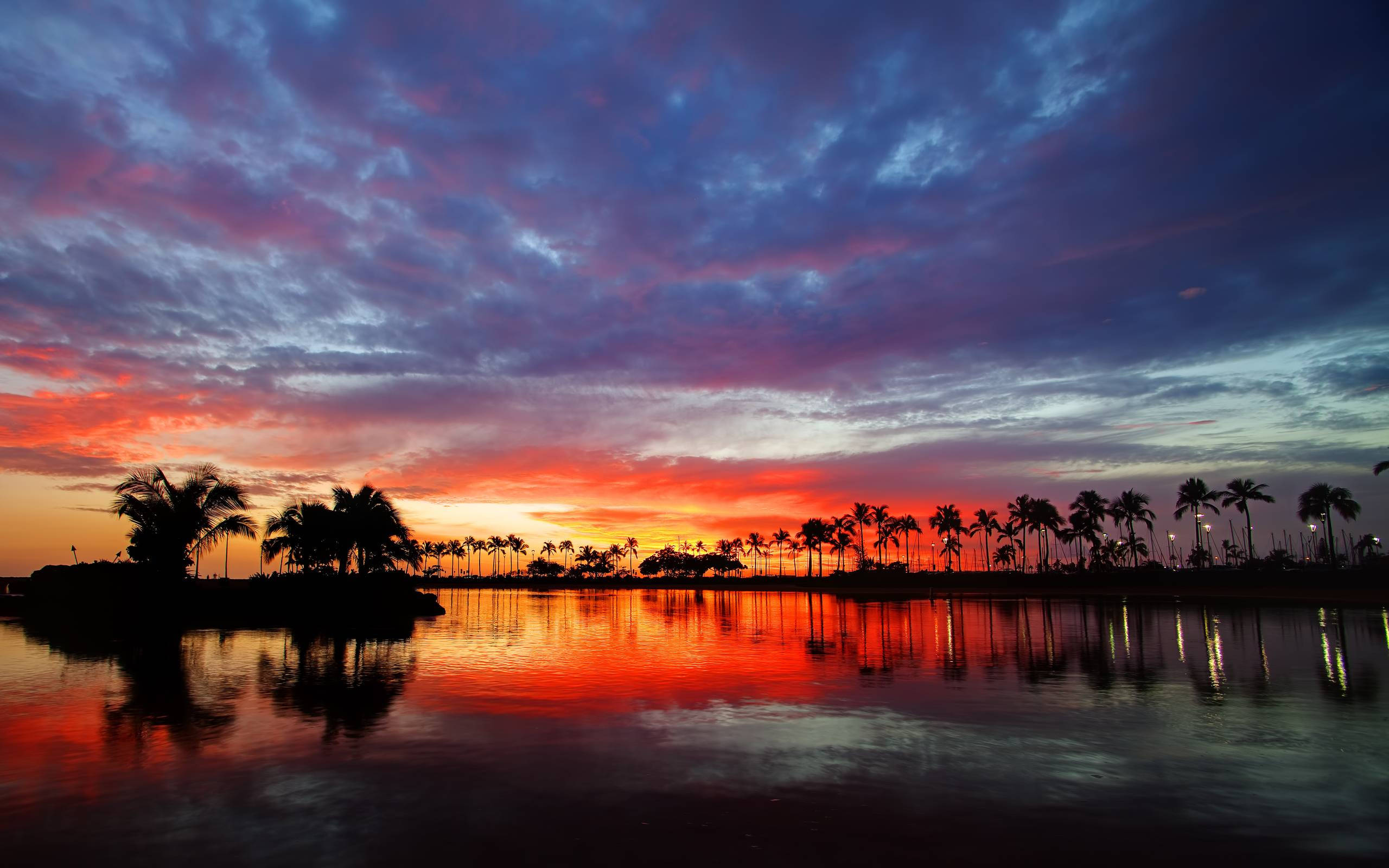 Pragtige Sonsondergang Hawaii-eiland Muurpapier