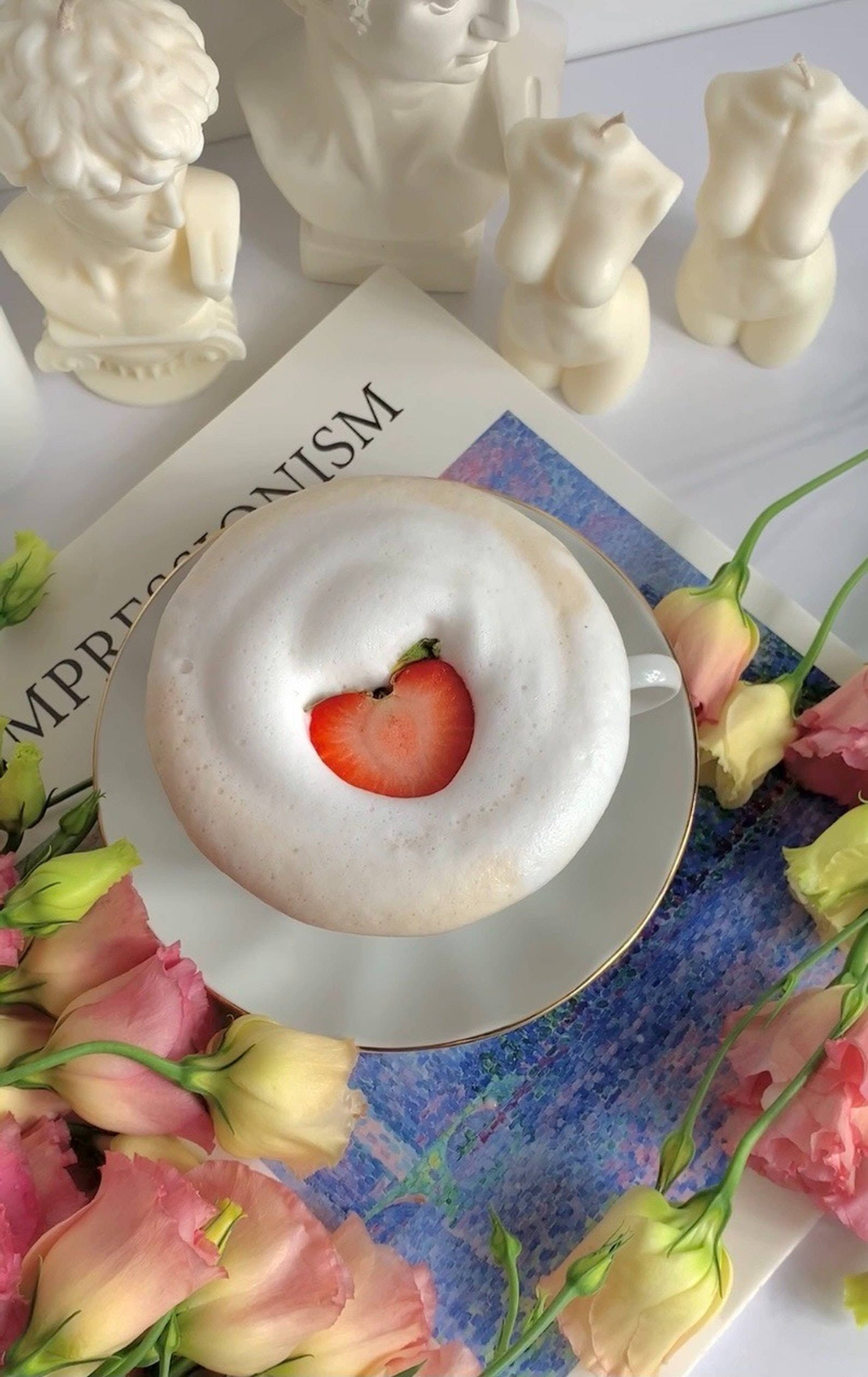 Preppy Estetika Aardbei Koffie Muurpapier